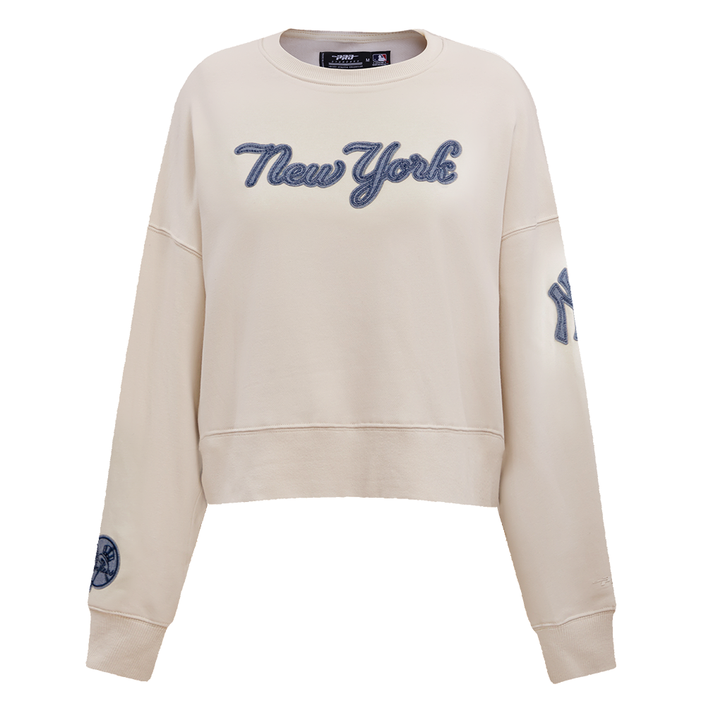 Pro Standard Women's Yankees Crew Sweatshirt - Linen - OFF-WHITE Thumbnail View 1