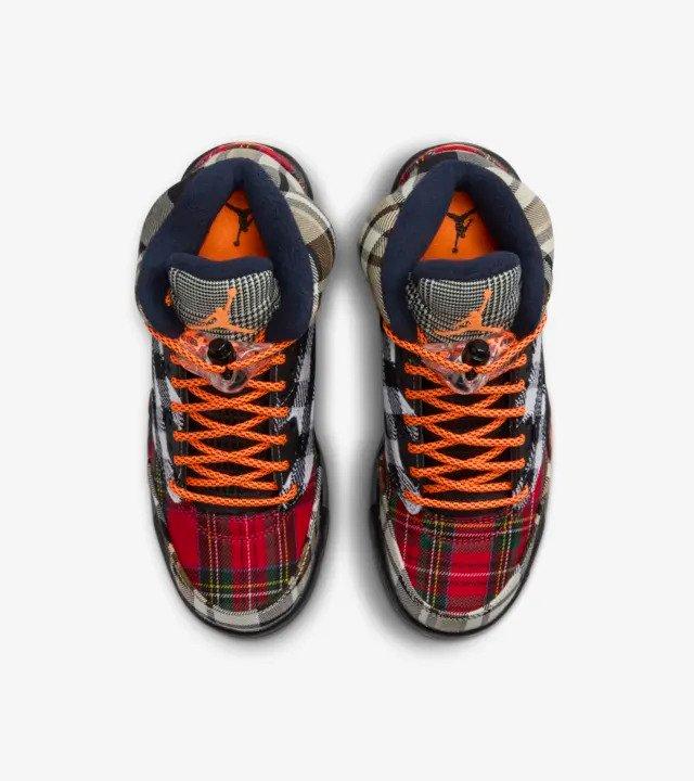 Jordan 5 Retro "Plaid" Grade School Kids' Shoe - BLACK/TOTAL ORANGE/DARK OBSIDIAN Thumbnail View 6