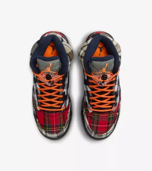 Jordan 5 Retro "Plaid" Grade School Kids' Shoe - BLACK/TOTAL ORANGE/DARK OBSIDIAN