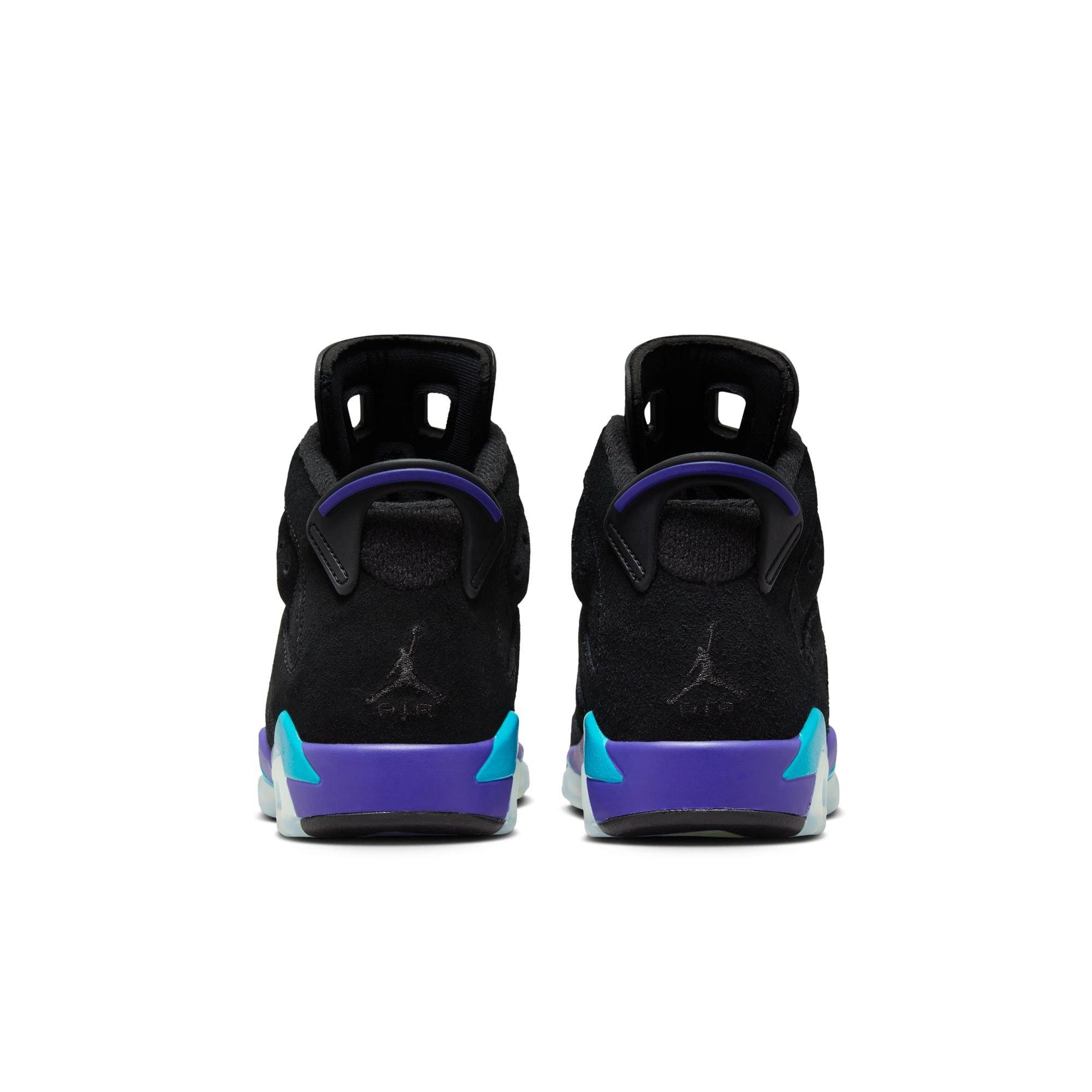Jordan 6 Retro "Aqua" Grade School Kids' Shoe - BLACK/BRIGHT CONCORD/AQUATONE Thumbnail View 9