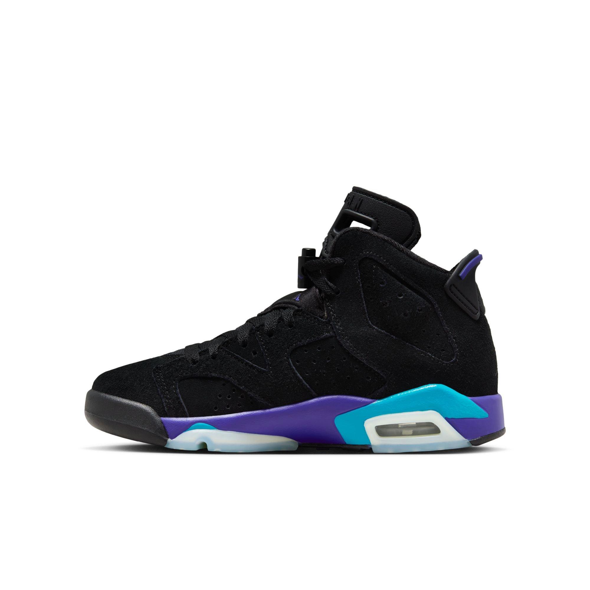Jordan 6 Retro "Aqua" Grade School Kids' Shoe - BLACK/BRIGHT CONCORD/AQUATONE Thumbnail View 8