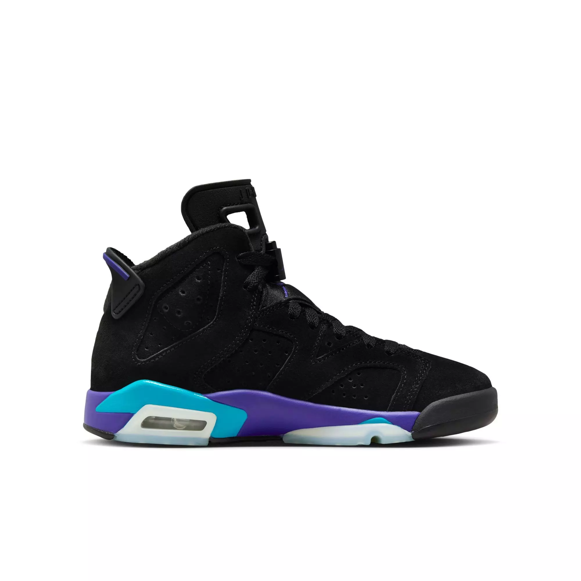 Jordan 6 Retro "Aqua" Grade School Kids' Shoe - BLACK/BRIGHT CONCORD/AQUATONE