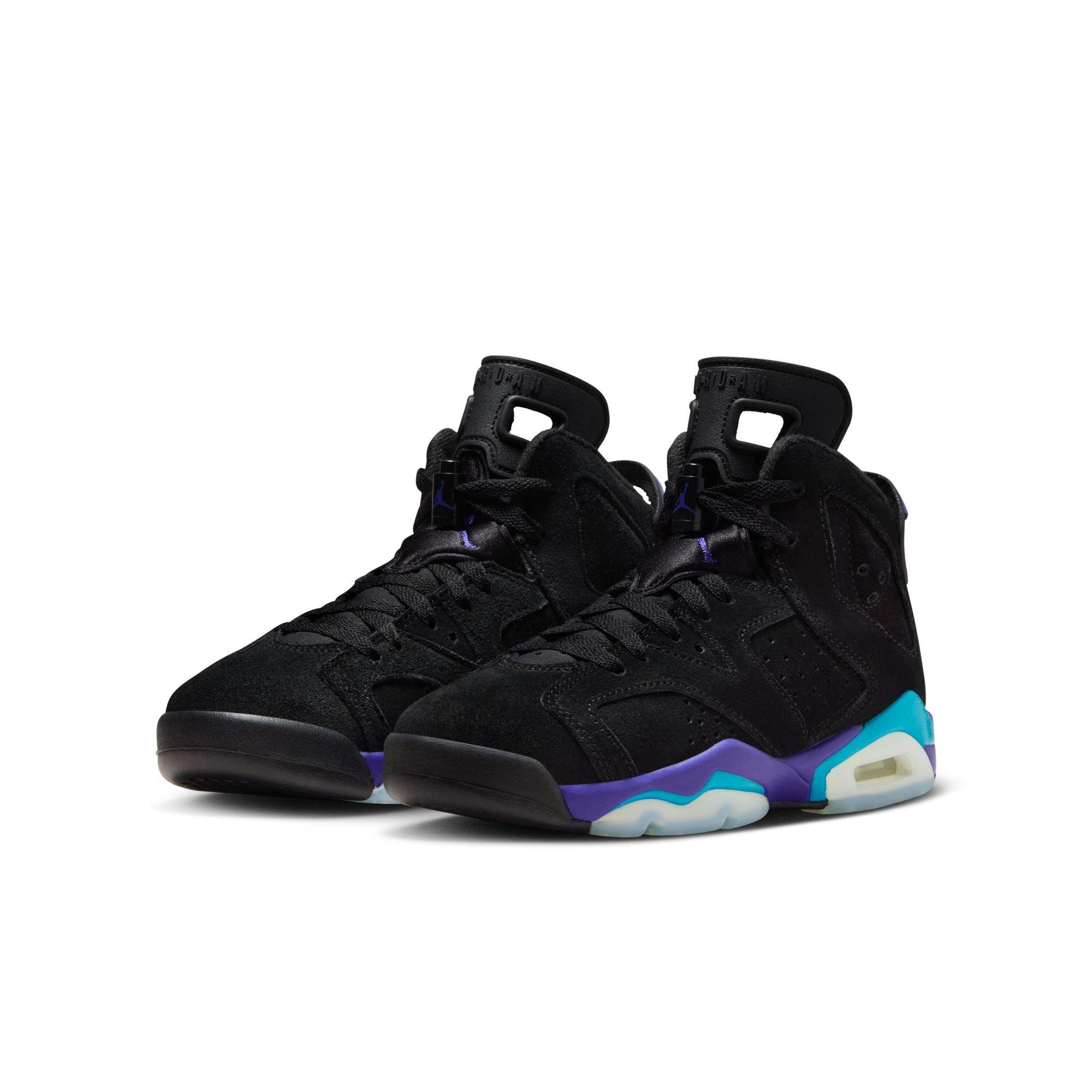 Jordan 6 Retro "Aqua" Grade School Kids' Shoe - BLACK/BRIGHT CONCORD/AQUATONE Thumbnail View 3
