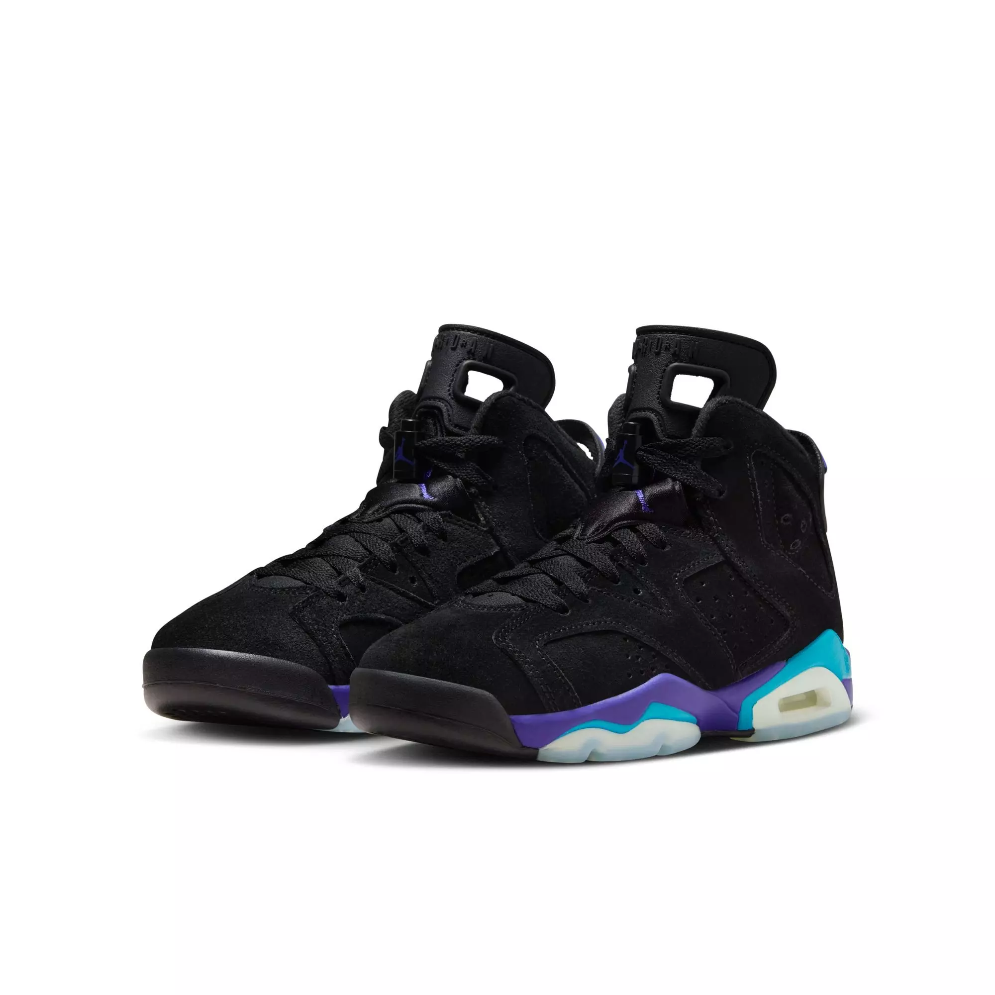 Jordan 6 Retro "Aqua" Grade School Kids' Shoe - BLACK/BRIGHT CONCORD/AQUATONE