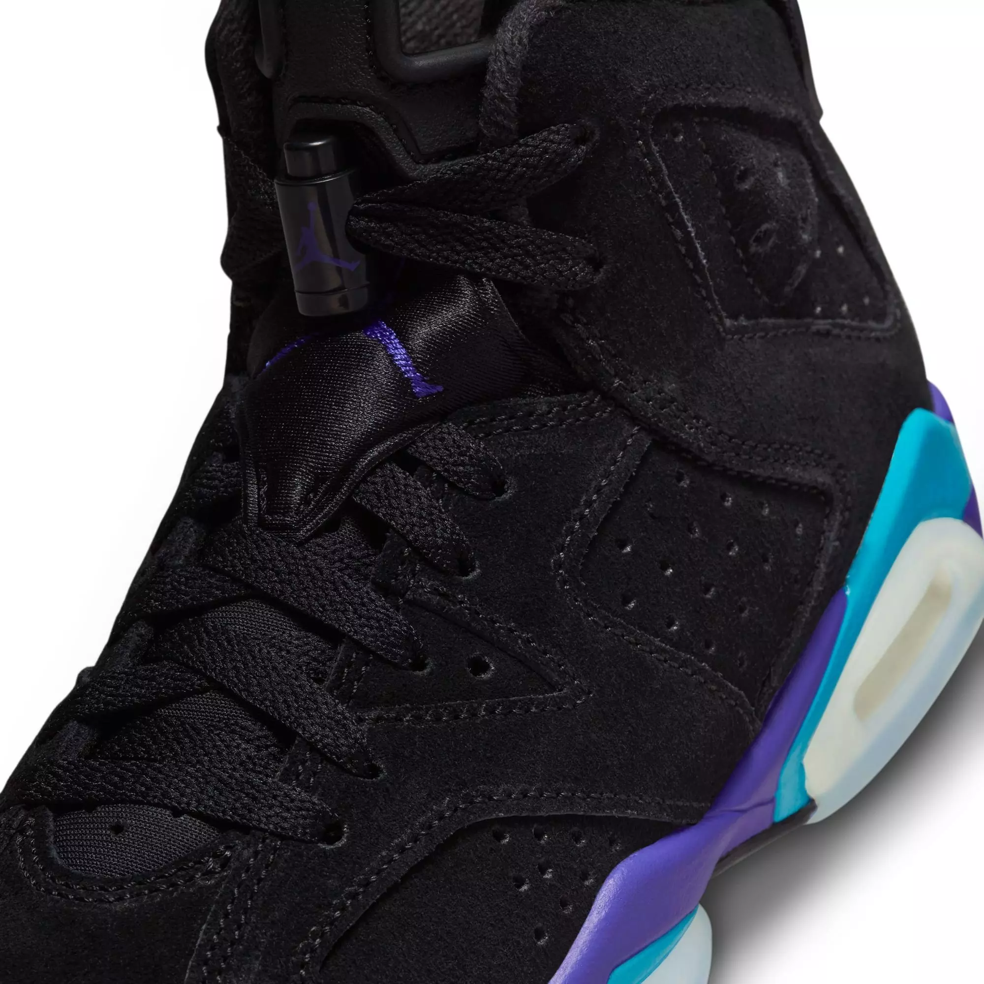 Jordan 6 Retro "Aqua" Grade School Kids' Shoe - BLACK/BRIGHT CONCORD/AQUATONE