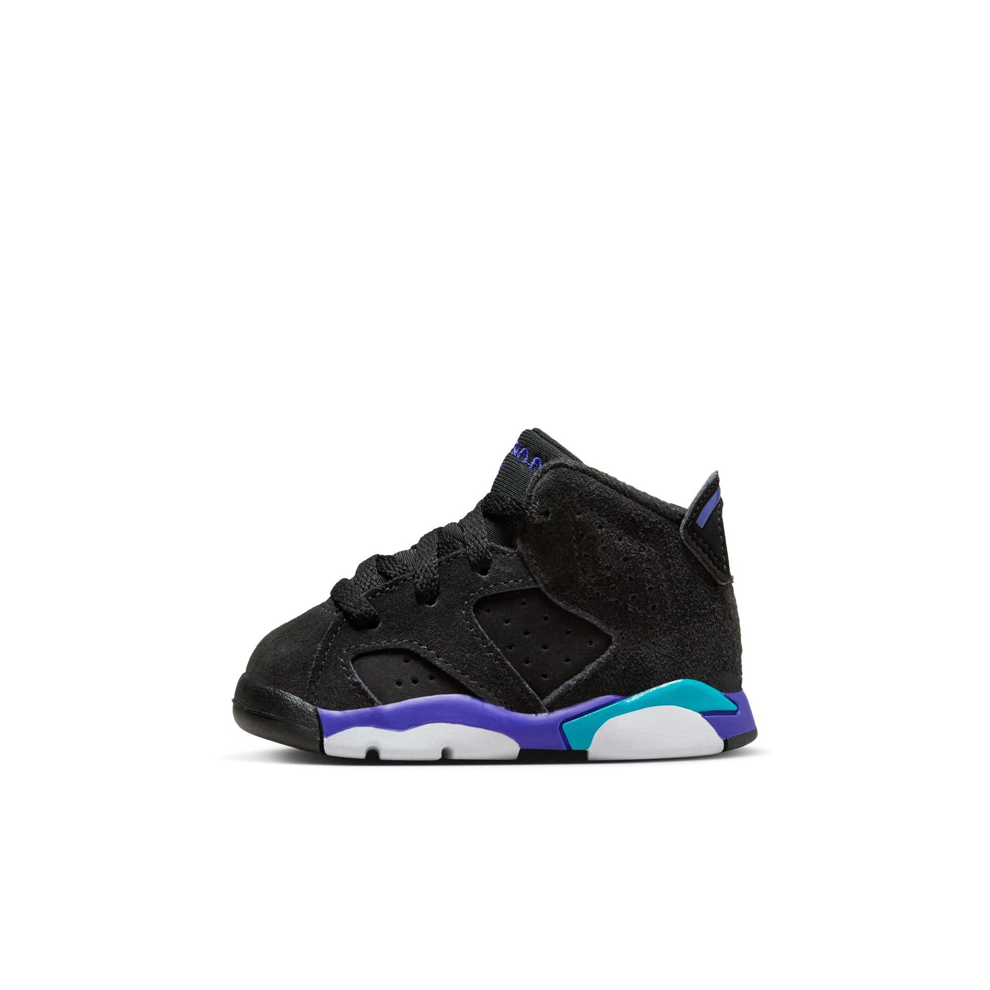 Jordan 6 Retro "Aqua" Toddler Kids' Shoe - BLACK/BRIGHT CONCORD/AQUATONE Thumbnail View 5
