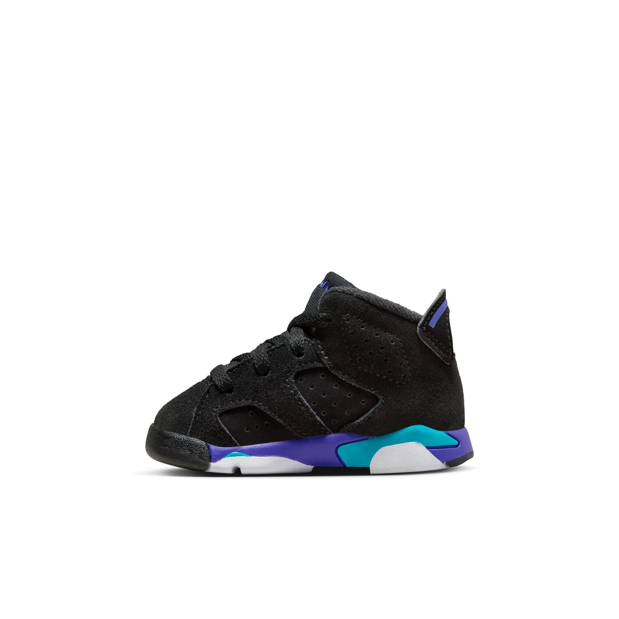 Jordan 6 Retro "Aqua" Toddler Kids' Shoe - BLACK/BRIGHT CONCORD/AQUATONE Thumbnail View 6