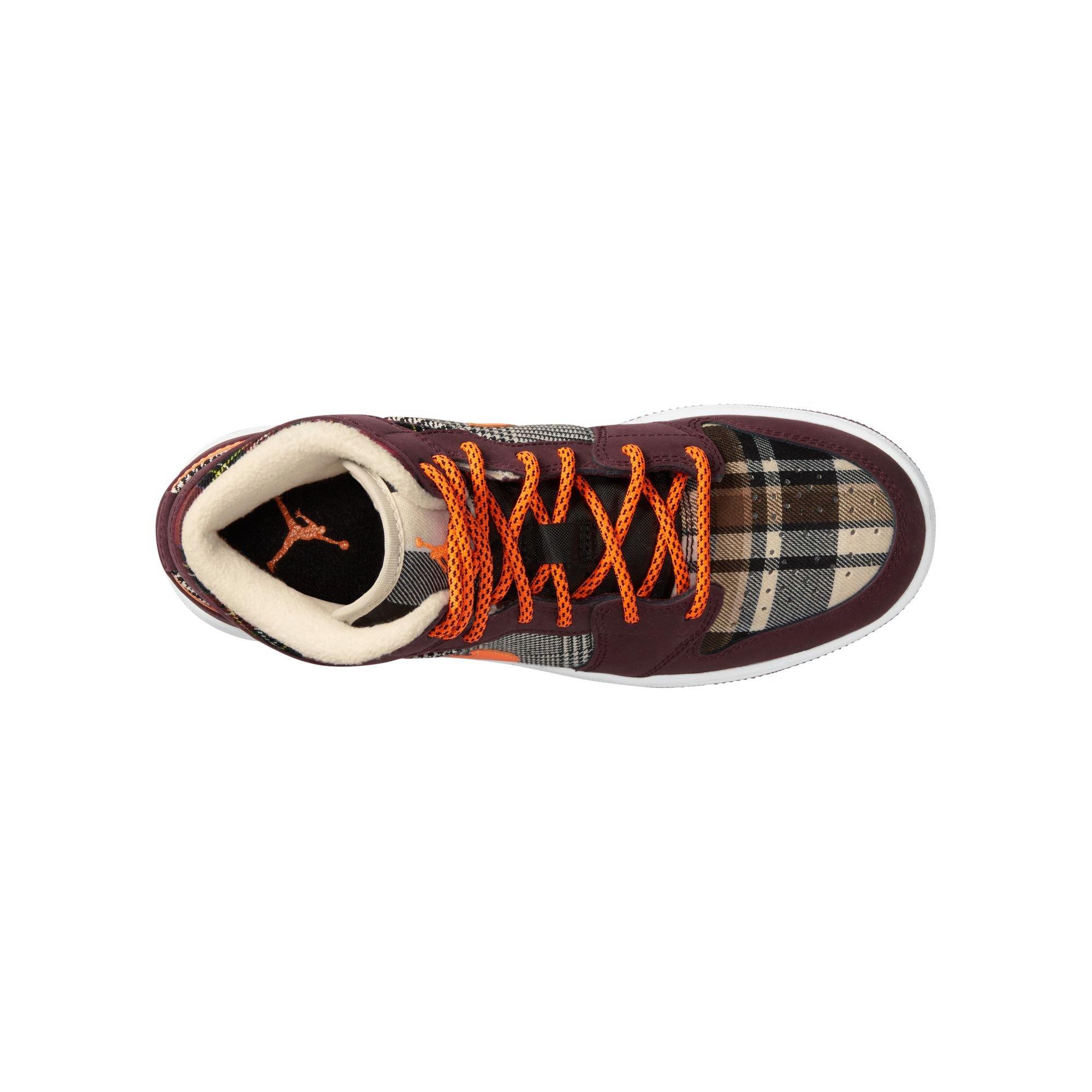Jordan 1 Mid SE Grade School Kids' "Night Maroon/Total Orange/Black/White" Shoe