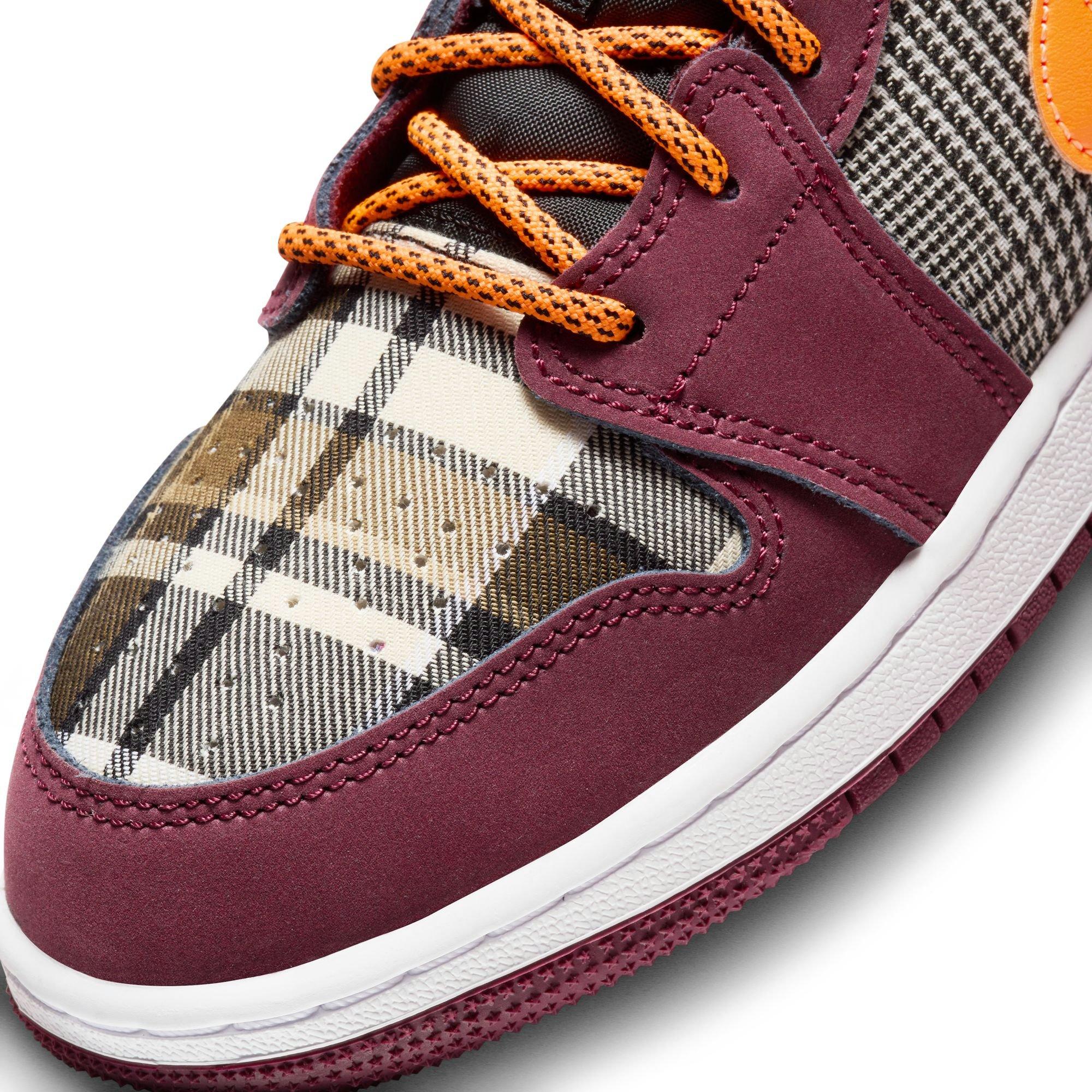 Jordan 1 Mid SE Grade School Kids' "Night Maroon/Total Orange/Black/White" Shoe
