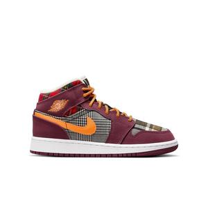 Jordan 1 Mid SE "Night Maroon/Total Orange/Black/White" Grade School Kids' Shoe