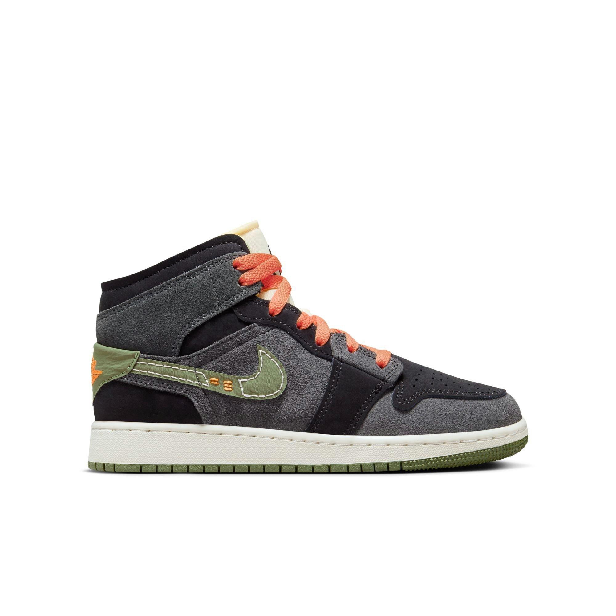 Jordan 1 Mid SE Craft Sky J Olive Grade School Kids' Shoe