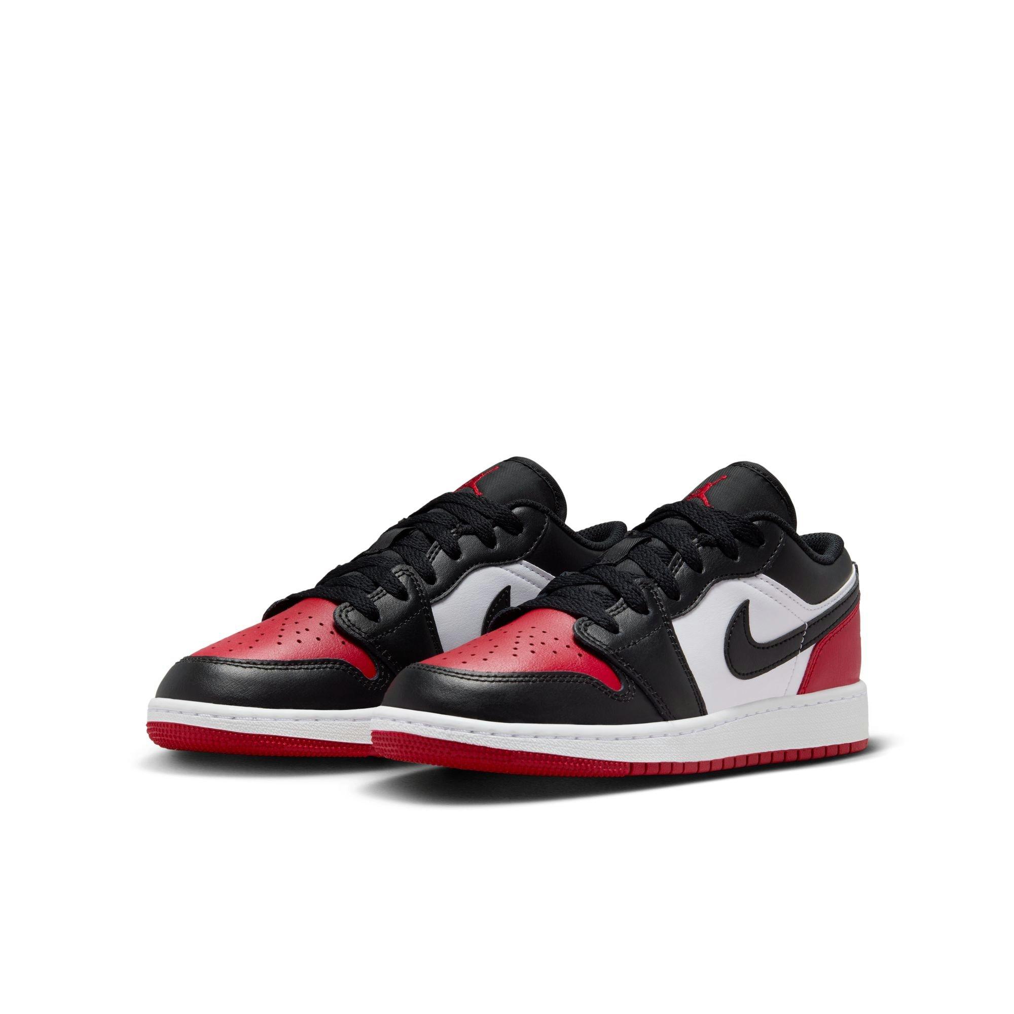 Jordan 1 Low Bred Grade School Boys' "Black/Gym Red/White" Shoe