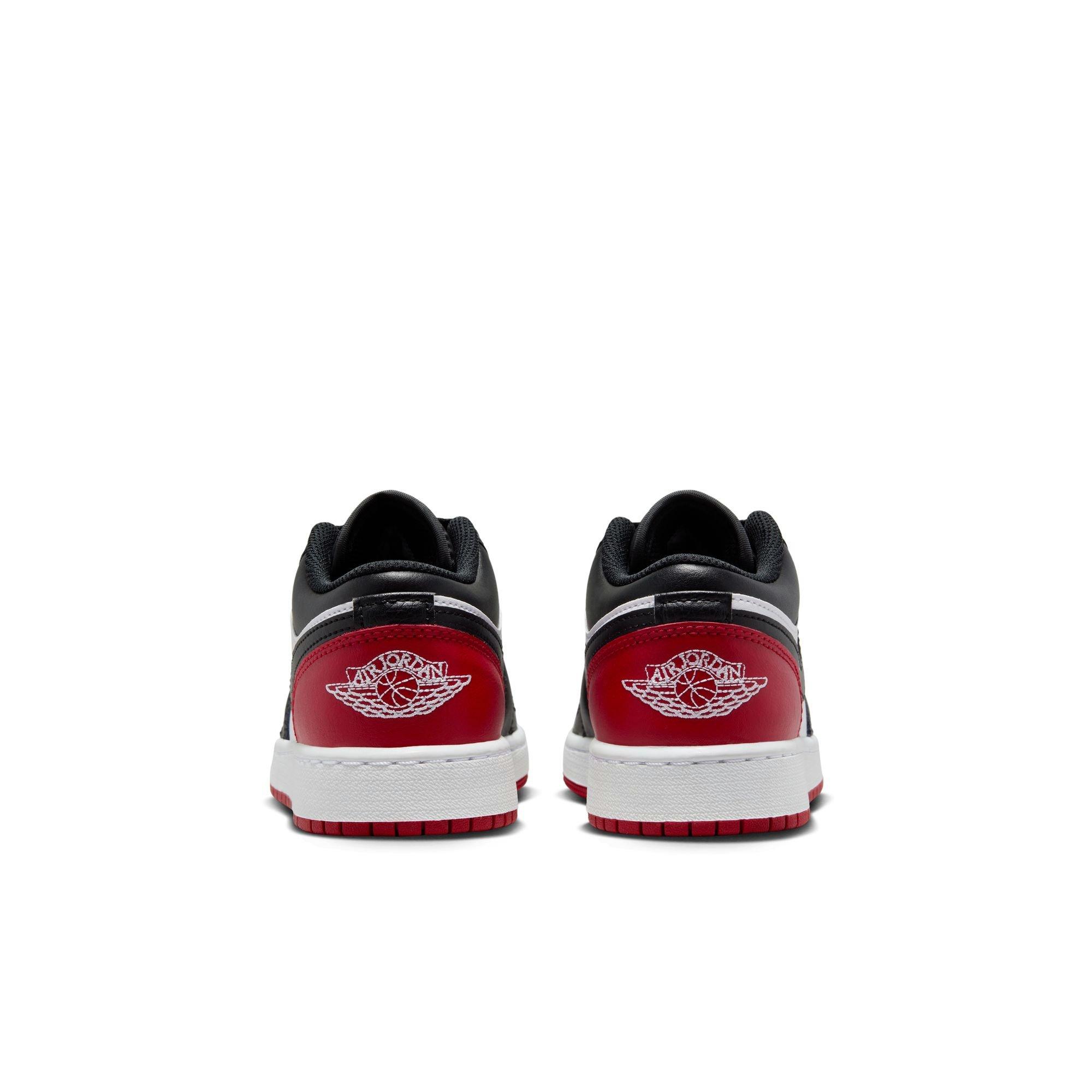 Jordan 1 Low Bred Grade School Boys' "Black/Gym Red/White" Shoe