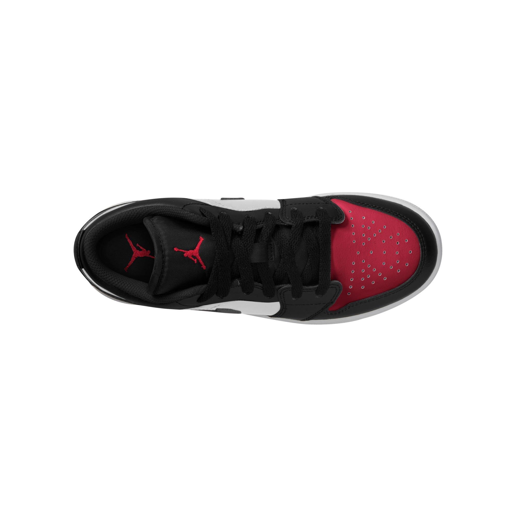 Jordan 1 Low Bred Grade School Boys' "Black/Gym Red/White" Shoe