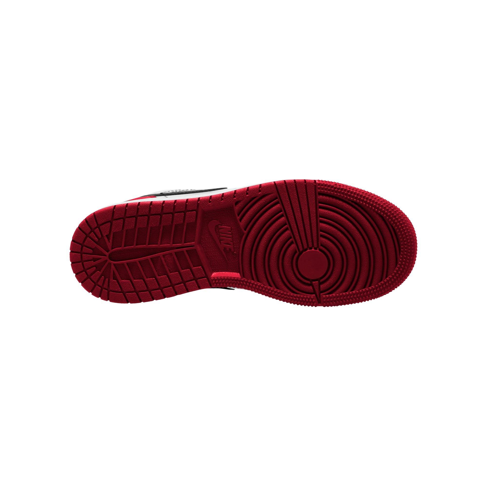 Jordan 1 Low Bred Grade School Boys' "Black/Gym Red/White" Shoe