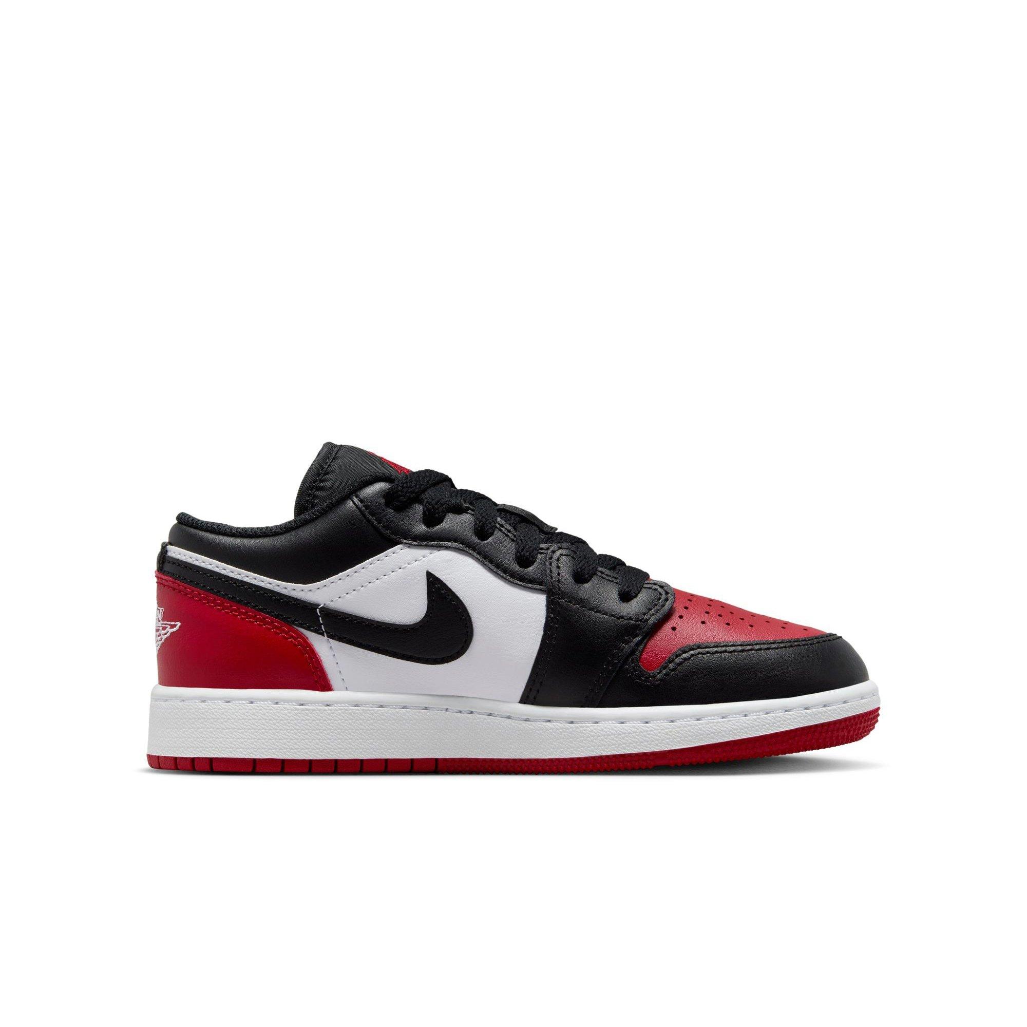 Jordan 1 Low Bred Grade School Boys' "Black/Gym Red/White" Shoe