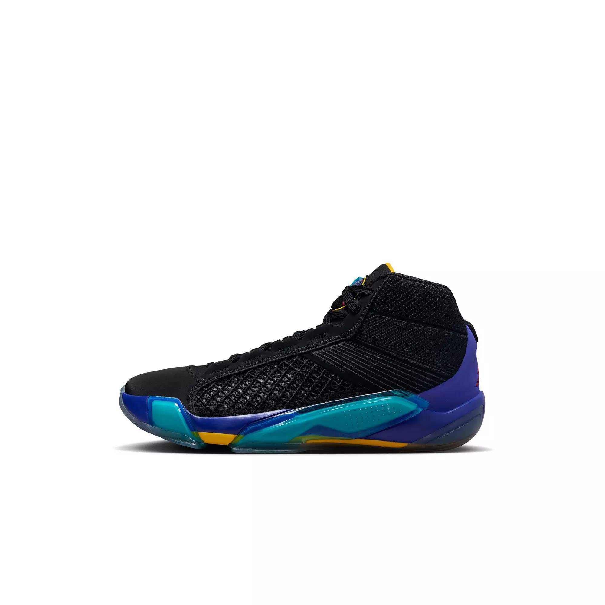 Jordan XXXVIII "Aqua" Grade School Kids' Basketball Shoe - BLACK/TRUE RED/BRIGHT CONCORD