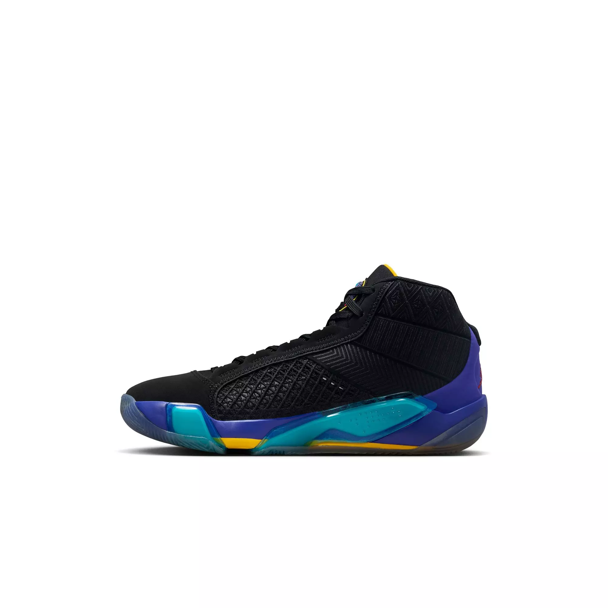 Jordan XXXVIII "Aqua" Grade School Kids' Basketball Shoe - BLACK/TRUE RED/BRIGHT CONCORD