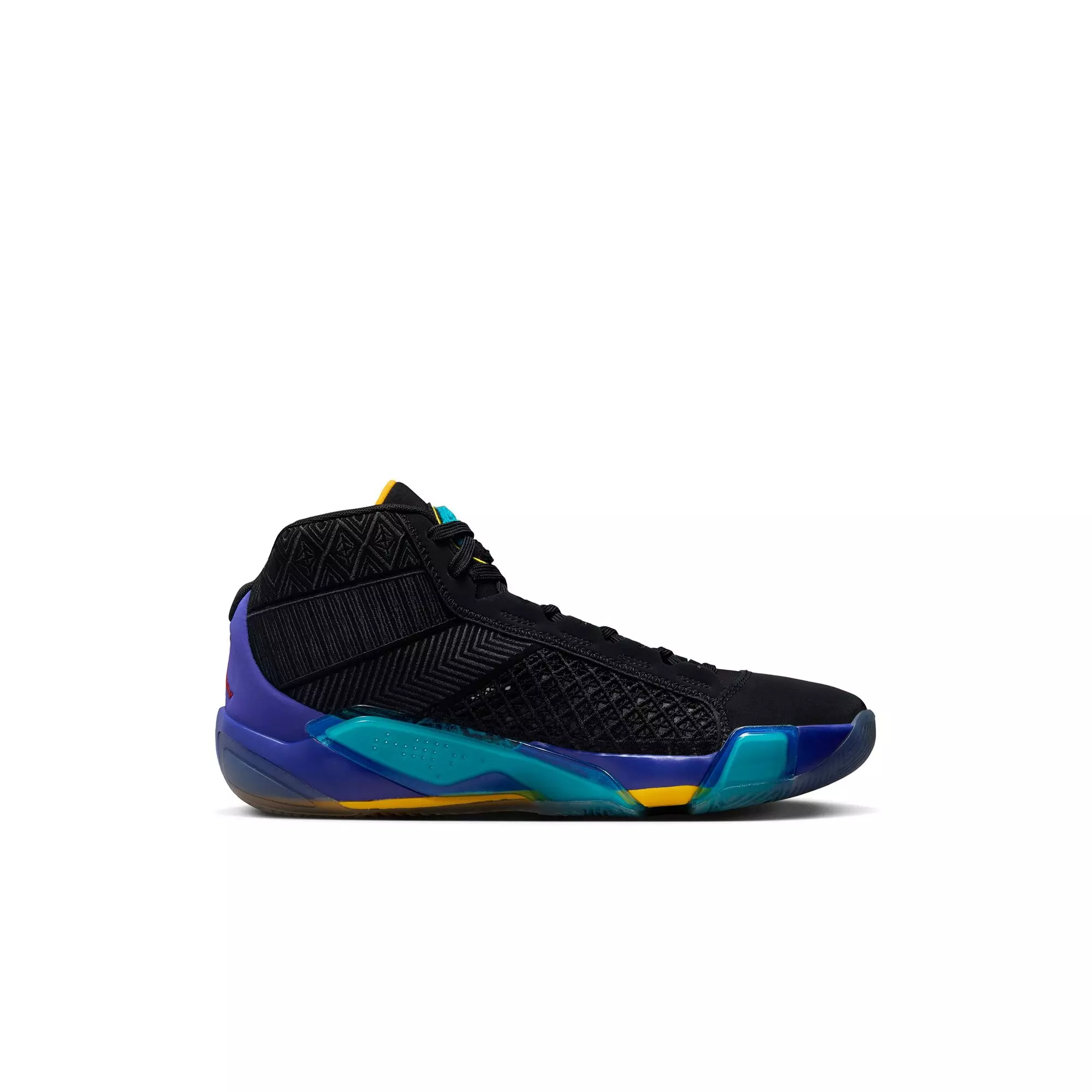 Jordan XXXVIII "Aqua" Grade School Kids' Basketball Shoe - BLACK/TRUE RED/BRIGHT CONCORD