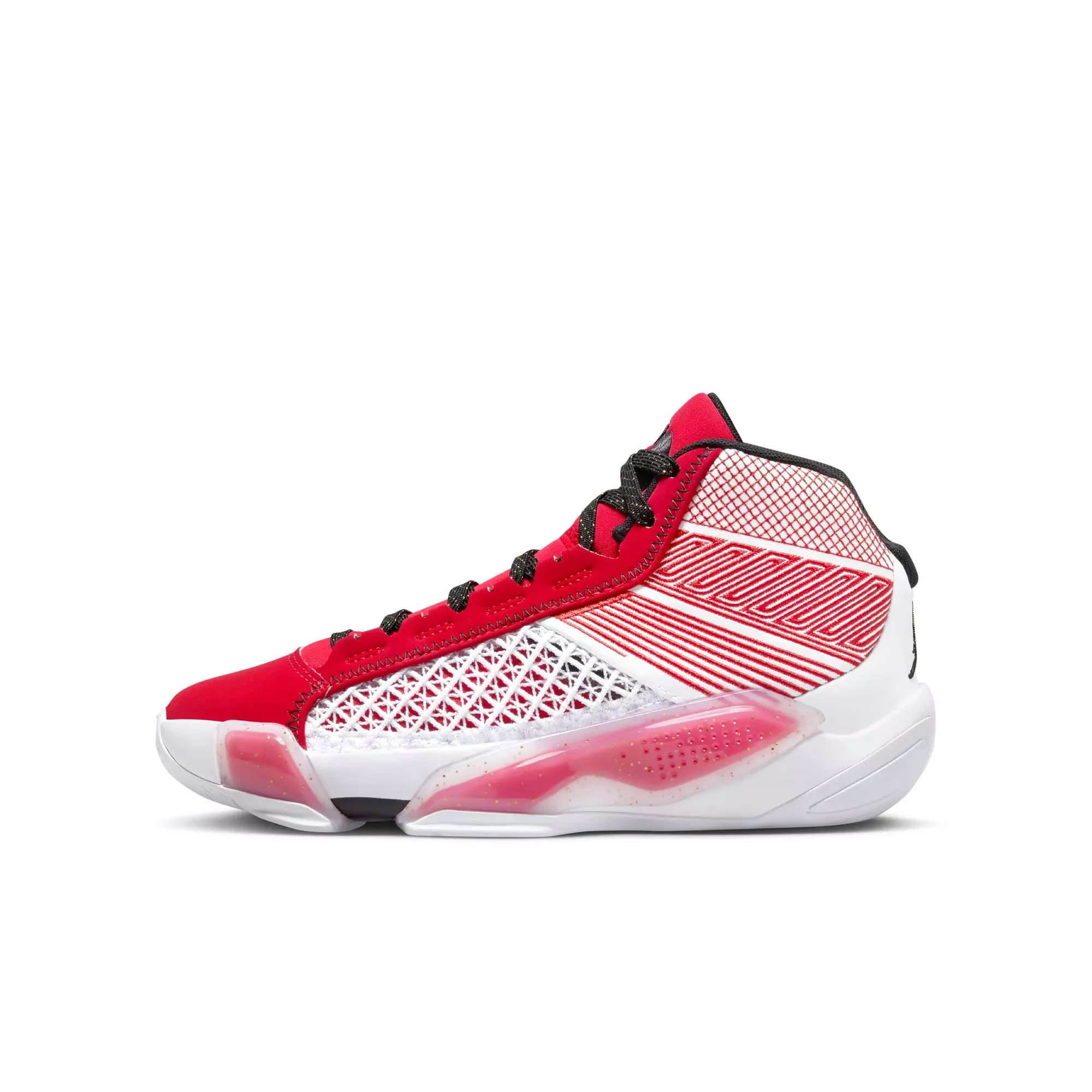 Jordan XXXVIII "University Red" Grade School Kids' Basketball Shoe - WHITE/BLACK/UNIVERSITY RED