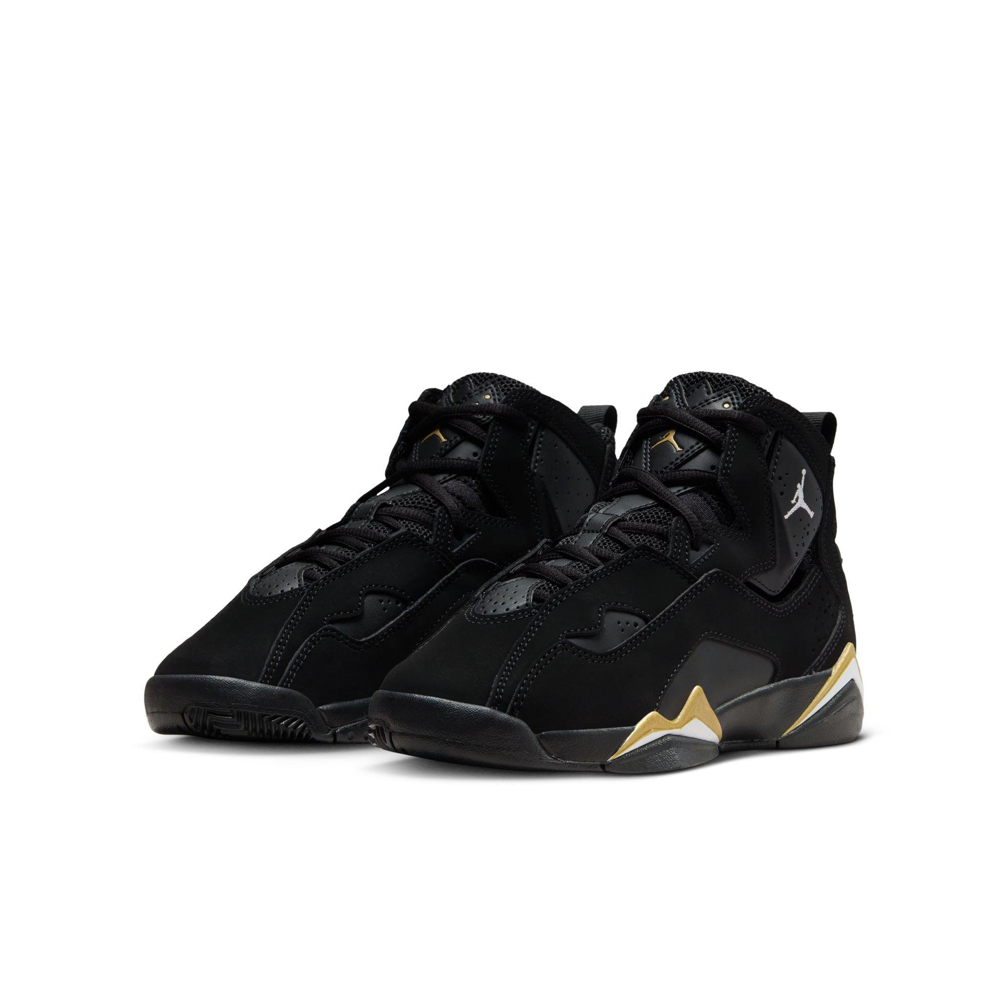 Jordan True Flight Black White Metallic Gold Grade School Boys Shoe
