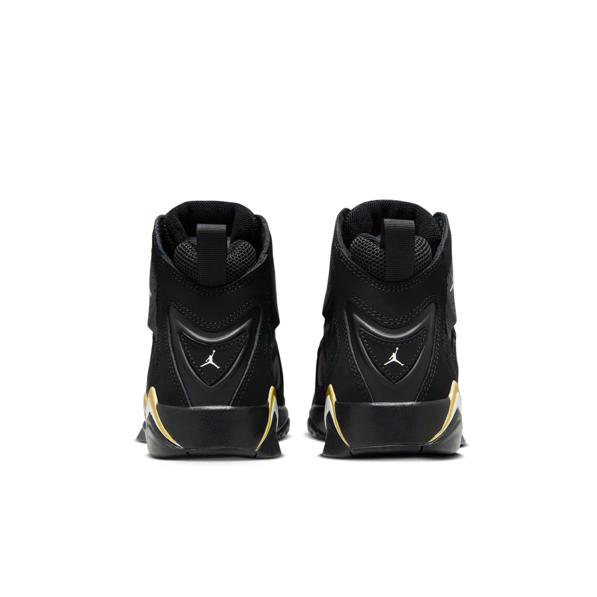 Jordan True Flight "Black/White/Metallic Gold" Grade School Boys' Shoe - BLACK/GOLD Thumbnail View 6