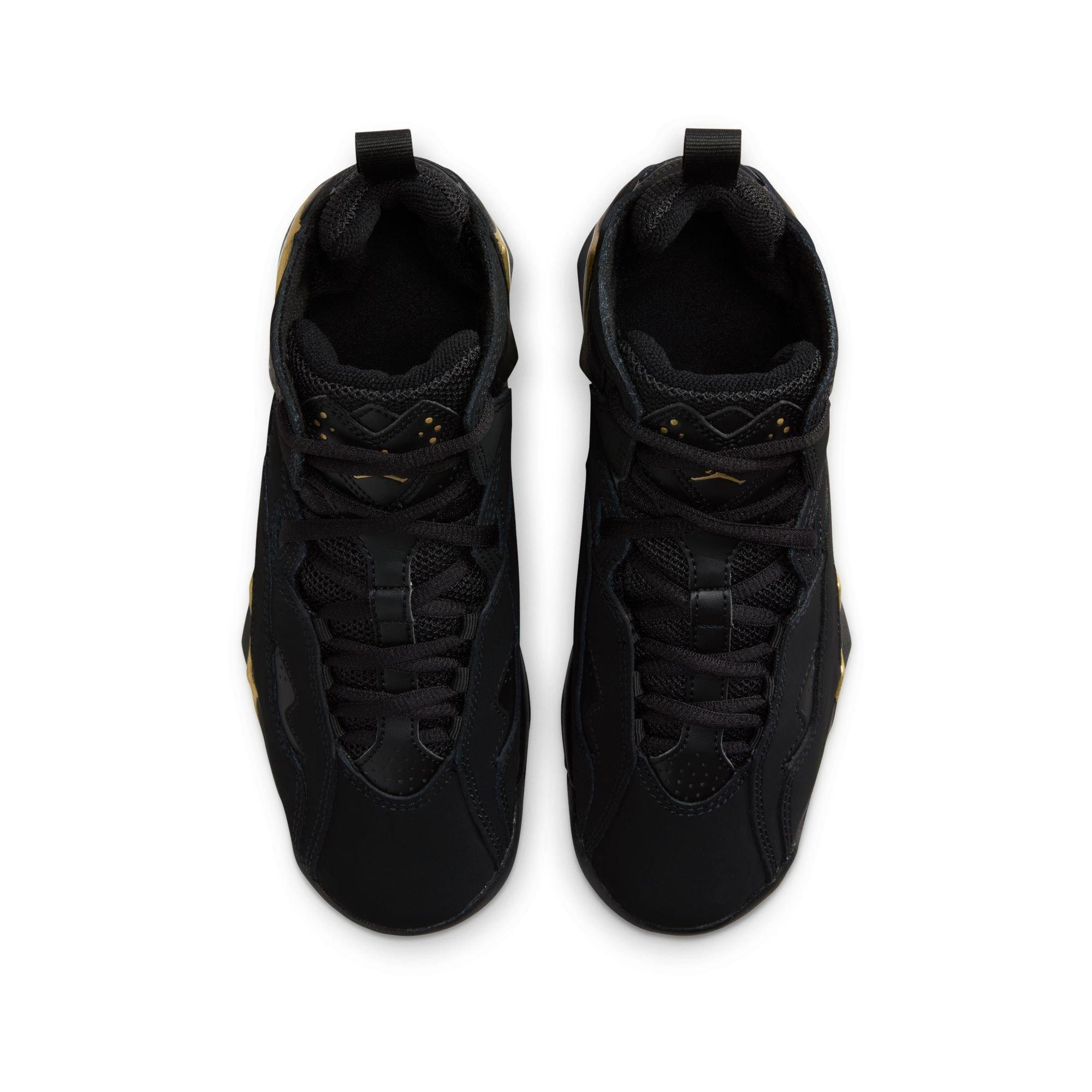 Jordan True Flight "Black/White/Metallic Gold" Grade School Boys' Shoe - BLACK/GOLD Thumbnail View 7