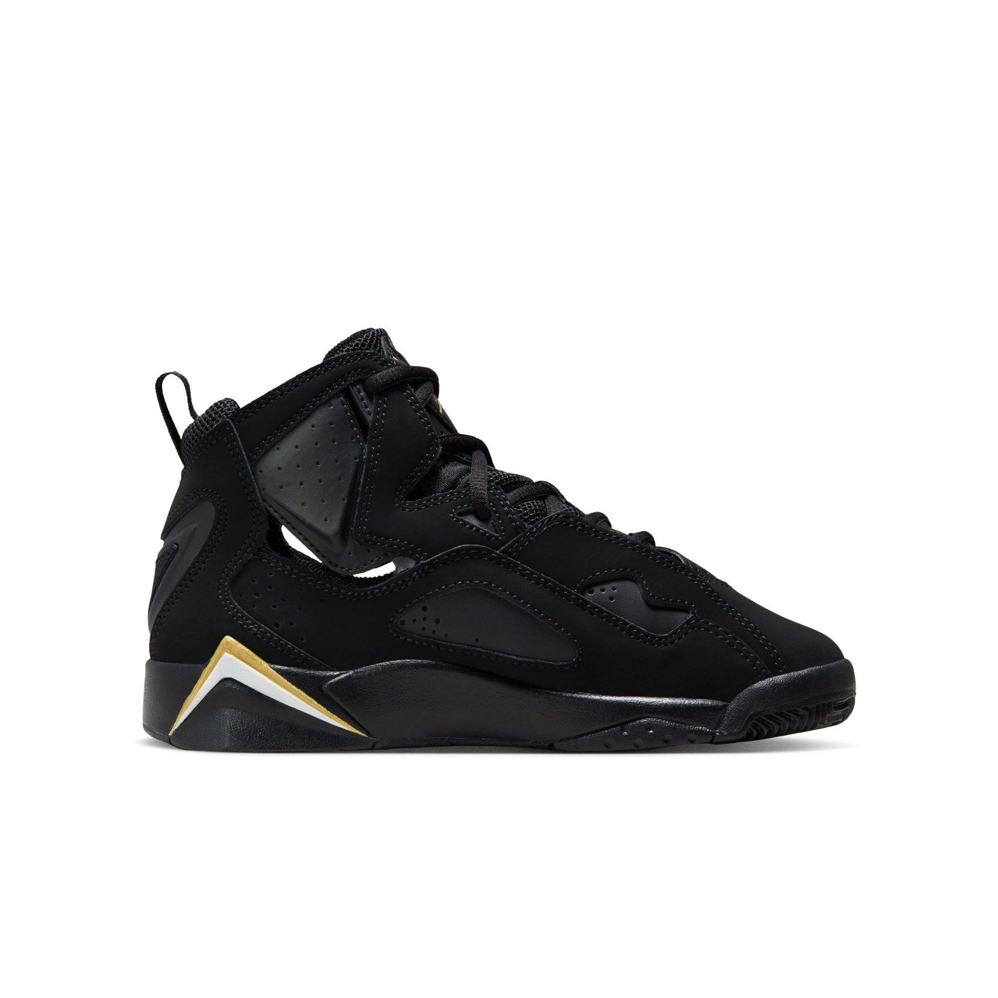 Jordan True Flight "Black/White/Metallic Gold" Grade School Boys' Shoe - BLACK/GOLD Thumbnail View 2