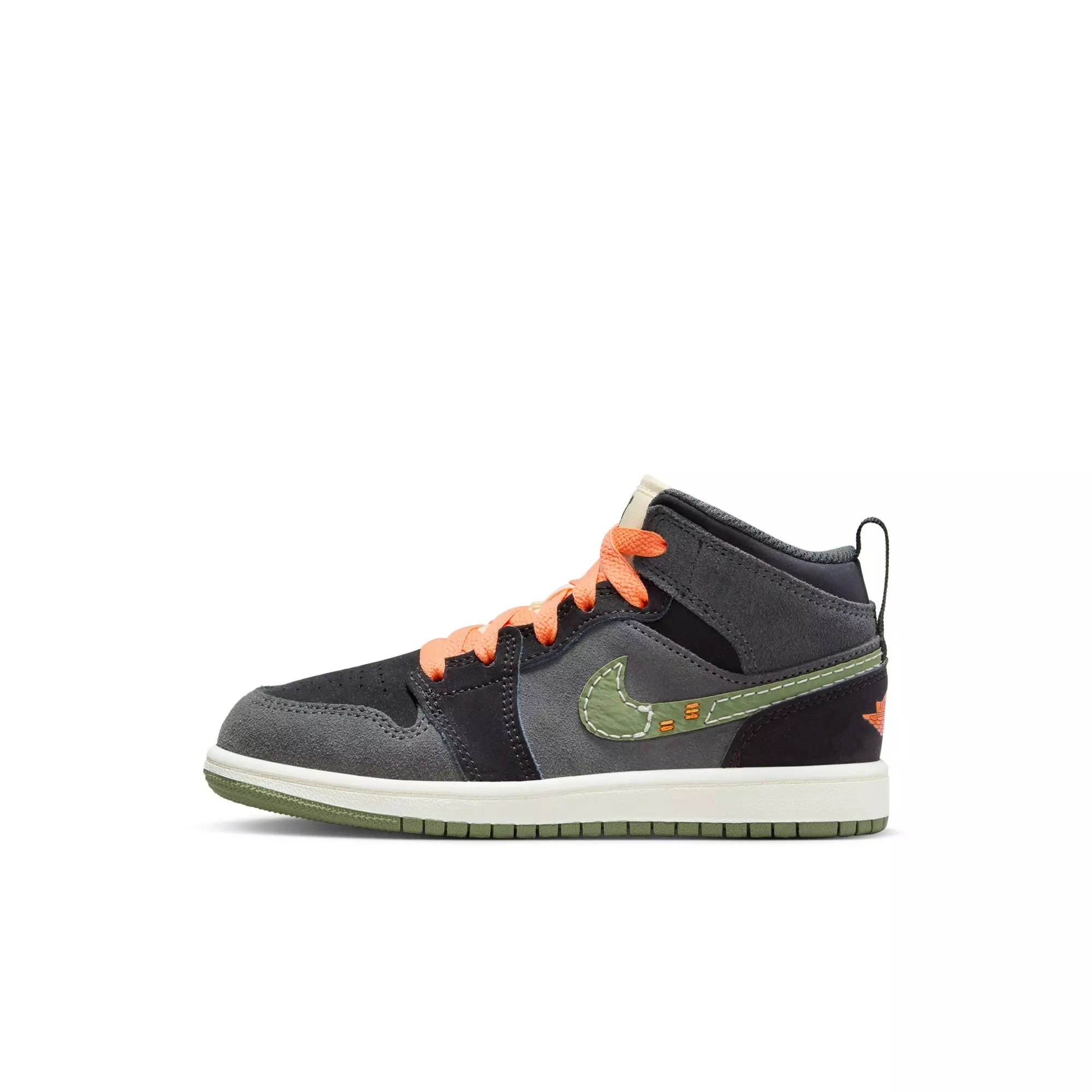 Jordan 1 Mid SE Craft "Sky J Olive" Preschool Kids' Shoe - ANTHRACITE/SKY J OLIVE/BLACK