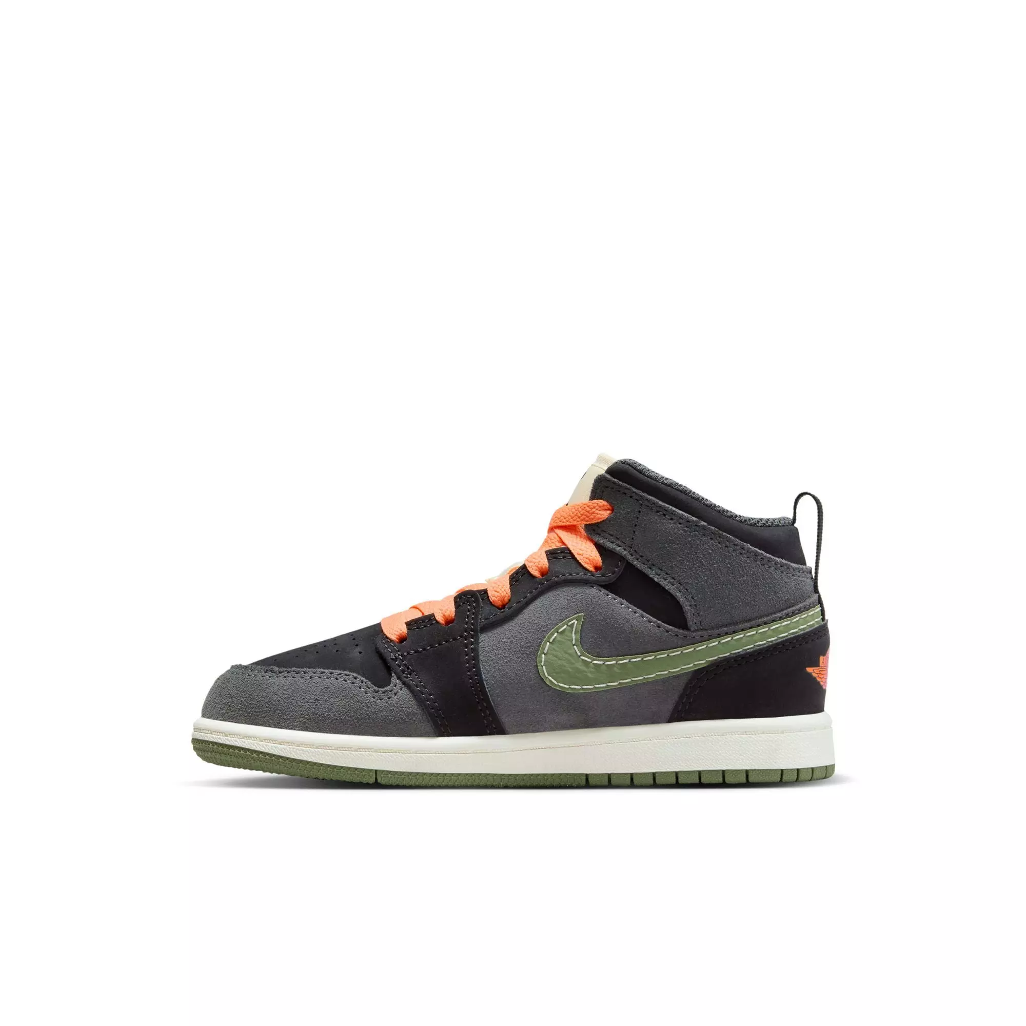 Jordan 1 Mid SE Craft "Sky J Olive" Preschool Kids' Shoe - ANTHRACITE/SKY J OLIVE/BLACK