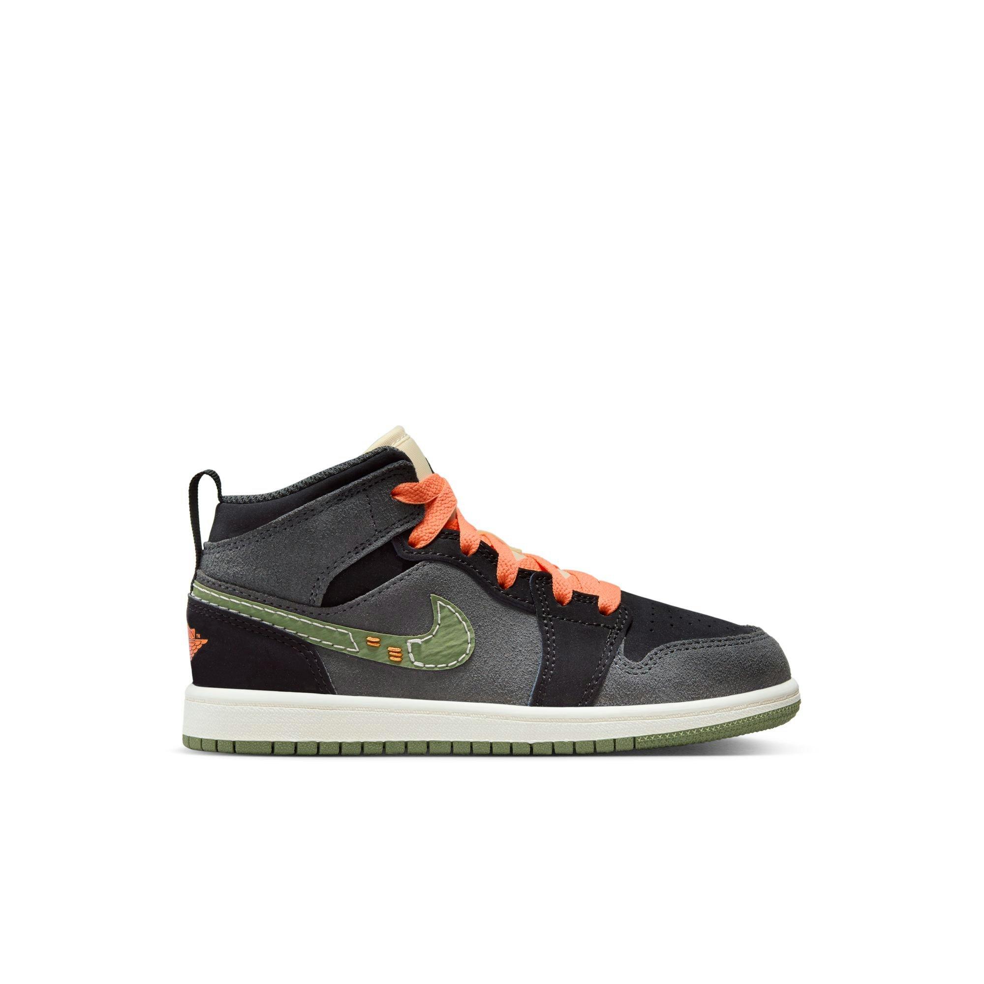 Jordan 1 Mid SE Craft "Sky J Olive" Preschool Kids' Shoe - ANTHRACITE/SKY J OLIVE/BLACK Thumbnail View 1