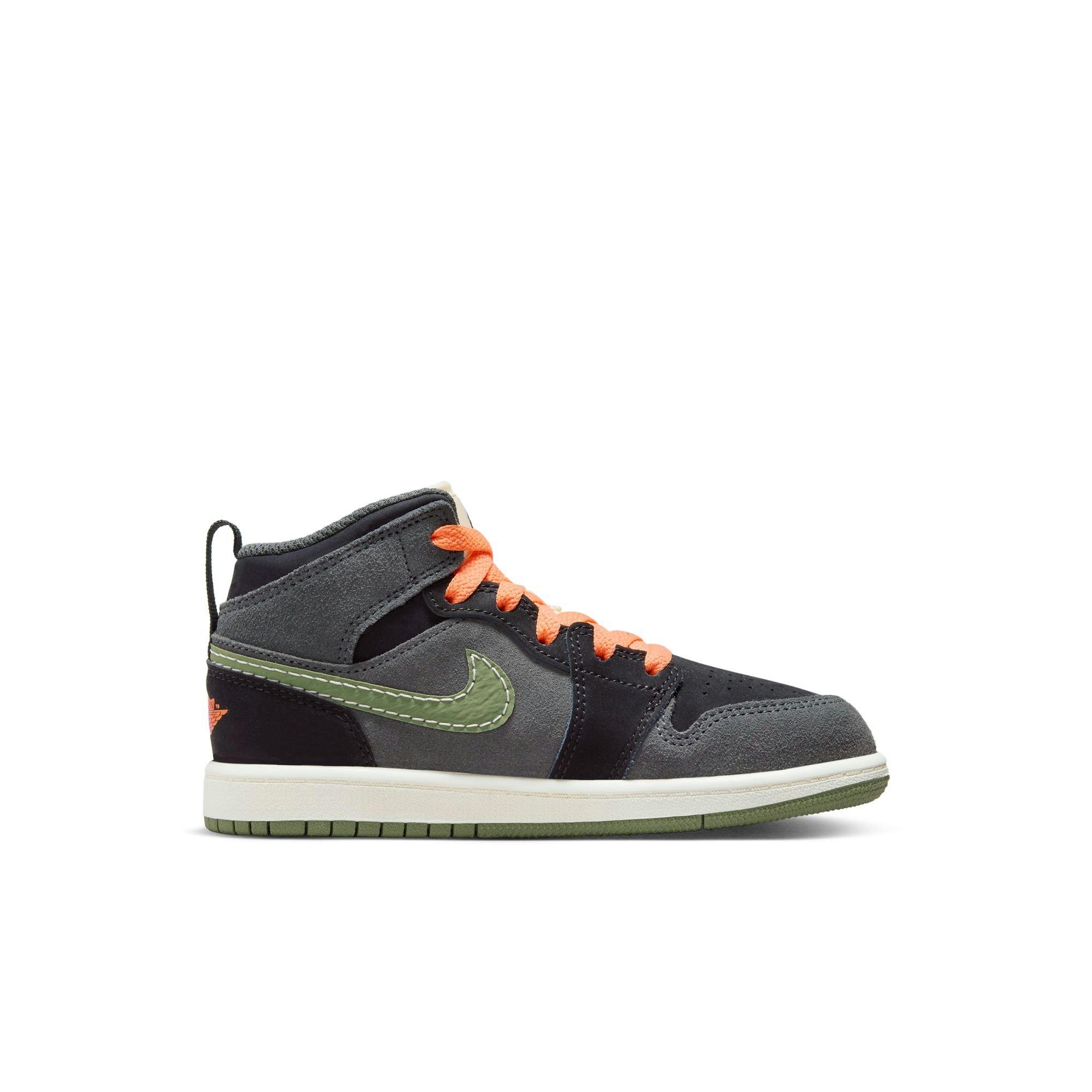Jordan 1 Mid SE Craft "Sky J Olive" Preschool Kids' Shoe - ANTHRACITE/SKY J OLIVE/BLACK Thumbnail View 2