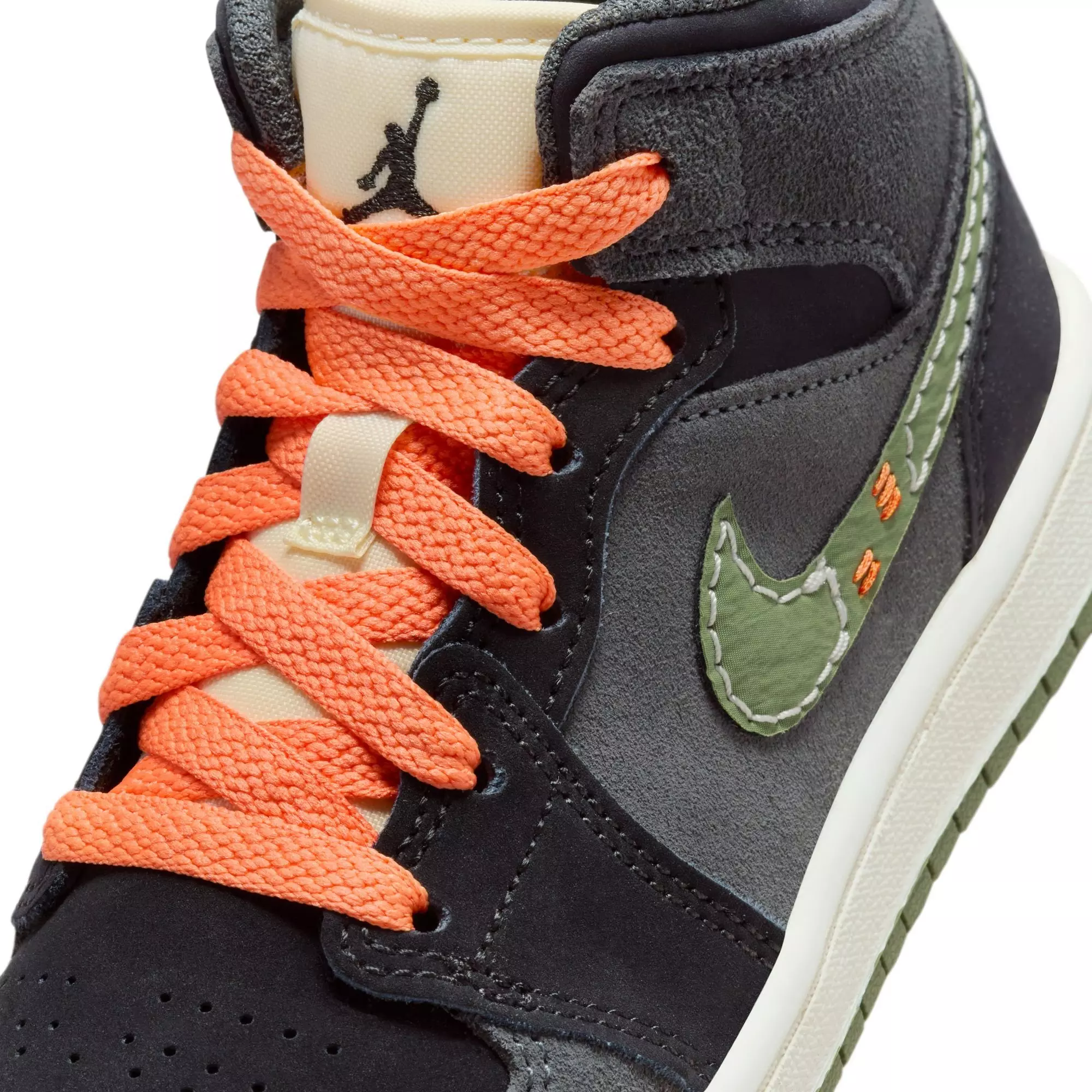 Jordan 1 Mid SE Craft "Sky J Olive" Preschool Kids' Shoe - ANTHRACITE/SKY J OLIVE/BLACK
