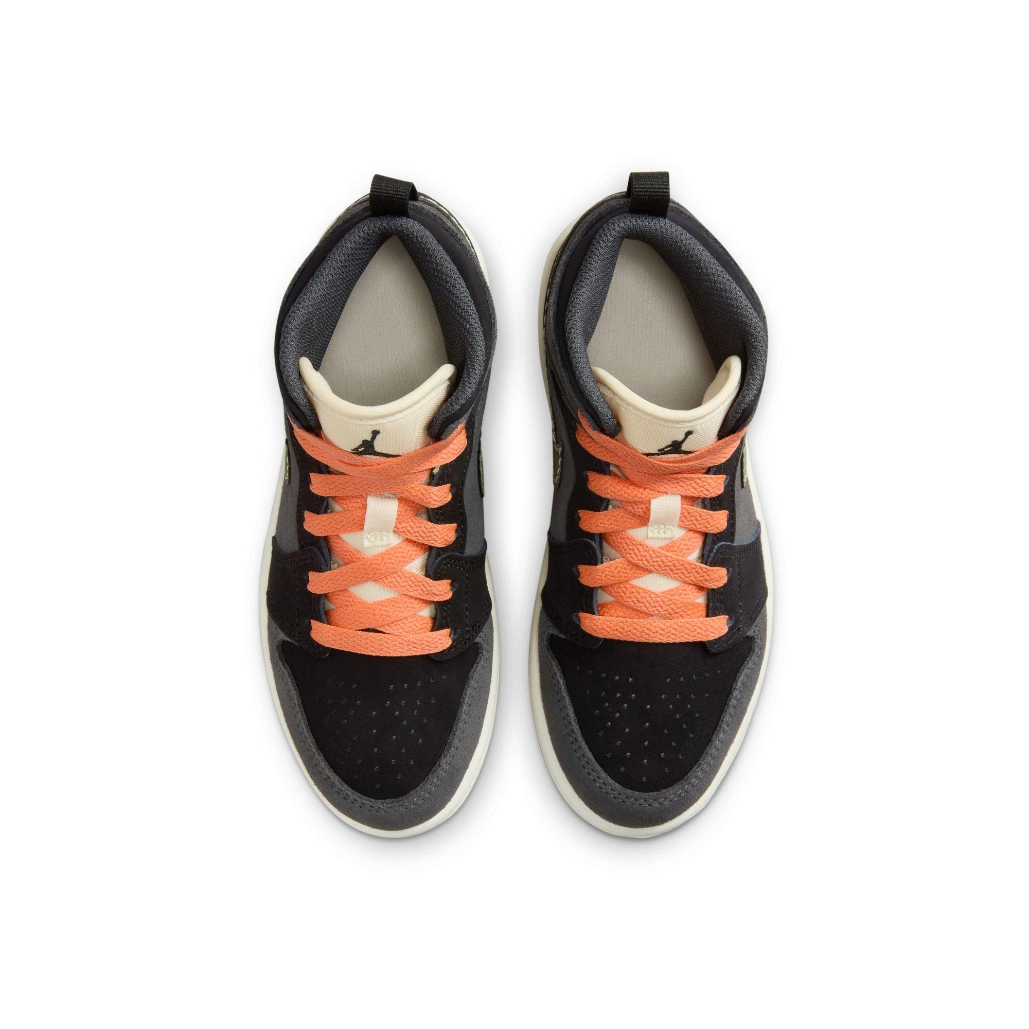 Jordan 1 Mid SE Craft "Sky J Olive" Preschool Kids' Shoe - ANTHRACITE/SKY J OLIVE/BLACK Thumbnail View 9