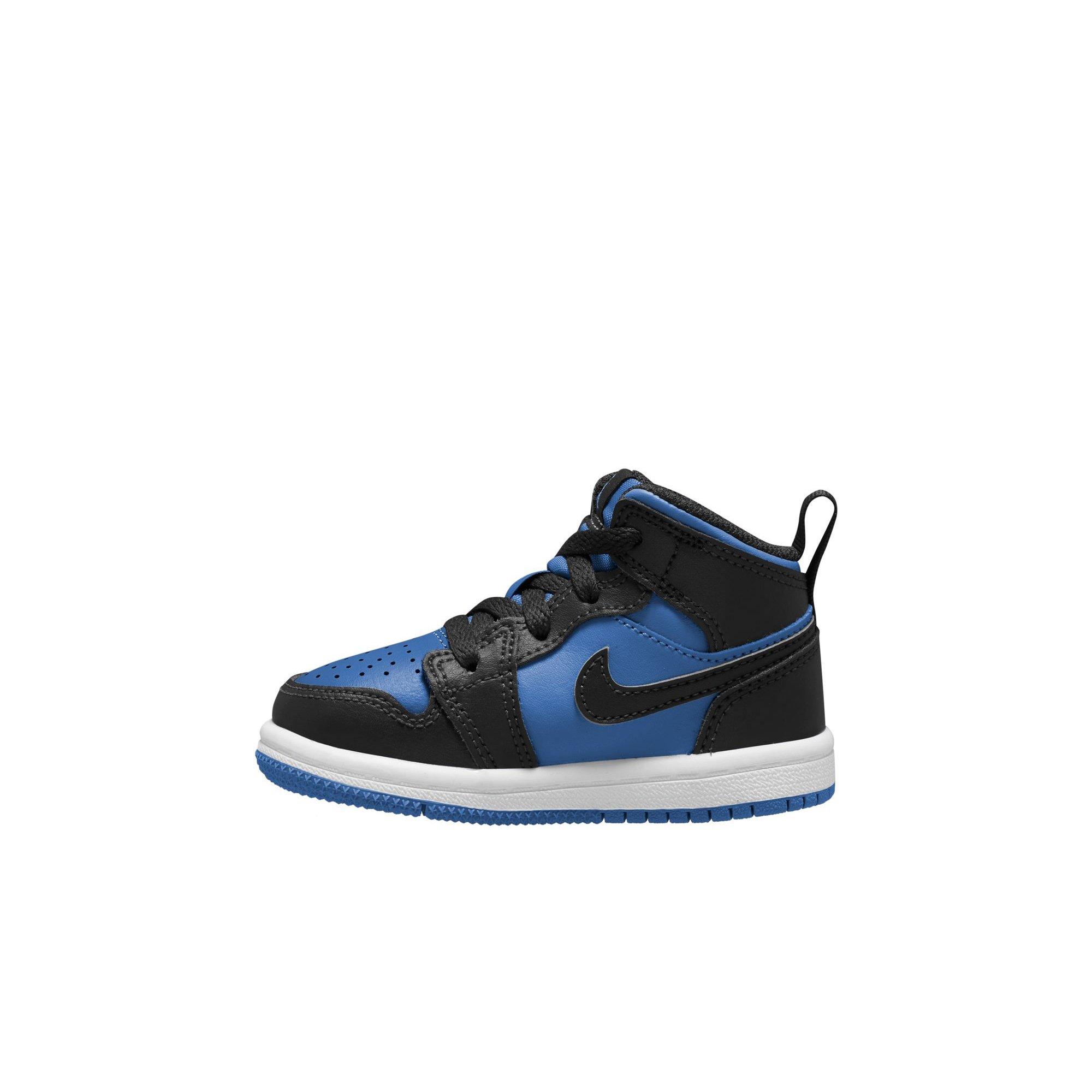 Jordan 1 Mid Toddler Boys' "Black/Royal/White" Shoe
