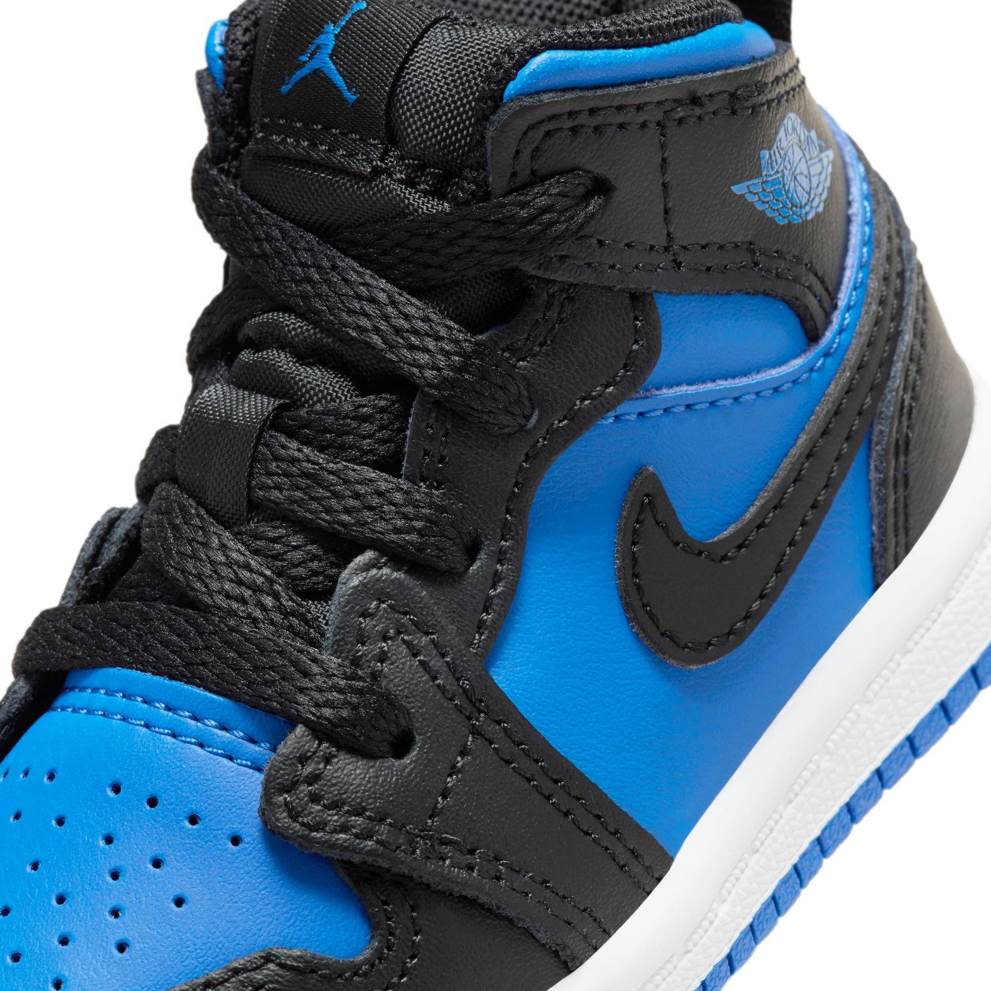 Jordan 1 Mid Toddler Boys' "Black/Royal/White" Shoe