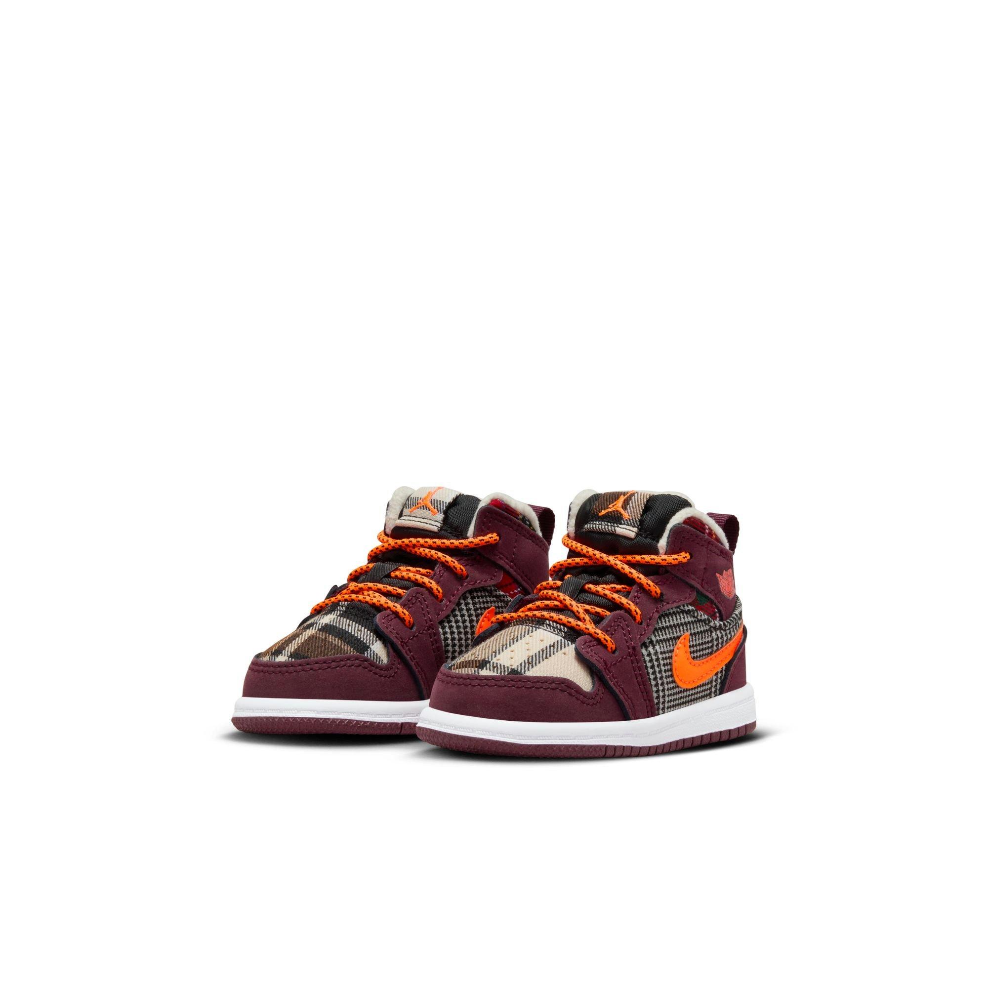 Jordan 1 Mid SE "Night Maroon/Total Orange/Black/White" Toddler Kids' Shoe - BLACK/ORANGE Thumbnail View 5
