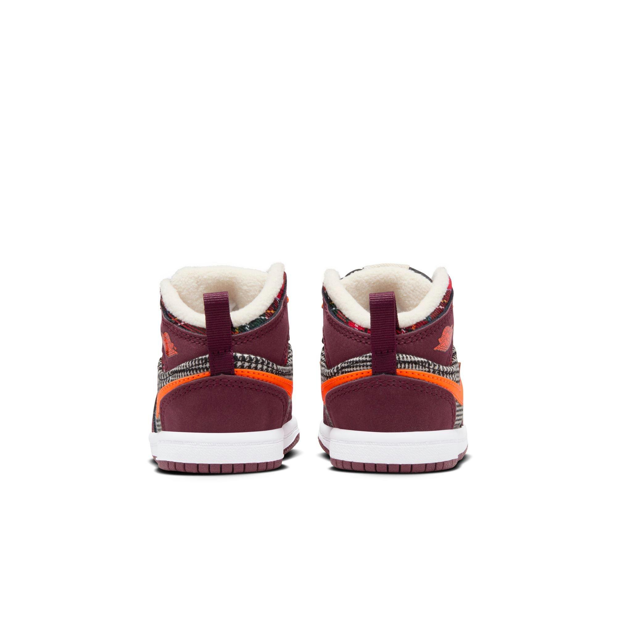 Jordan 1 Mid SE "Night Maroon/Total Orange/Black/White" Toddler Kids' Shoe - BLACK/ORANGE Thumbnail View 6