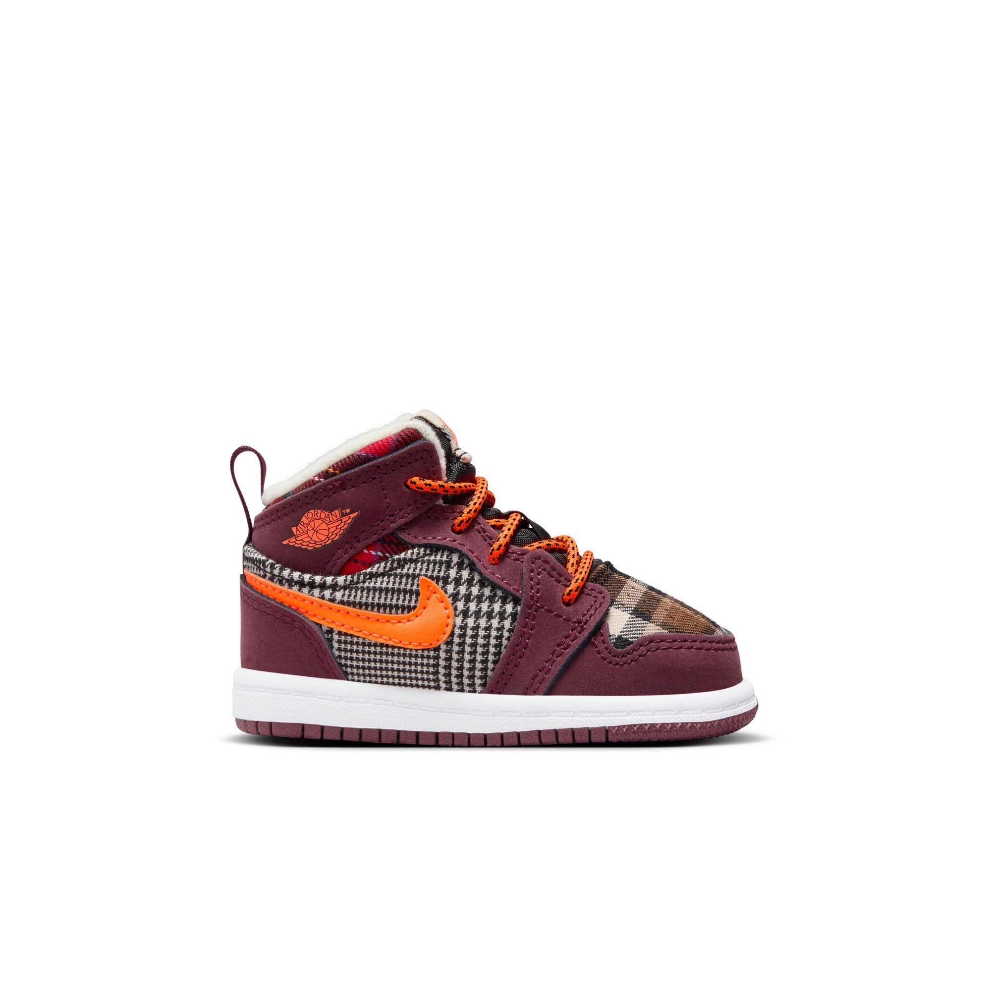 Jordan 1 Mid SE "Night Maroon/Total Orange/Black/White" Toddler Kids' Shoe - BLACK/ORANGE Thumbnail View 1