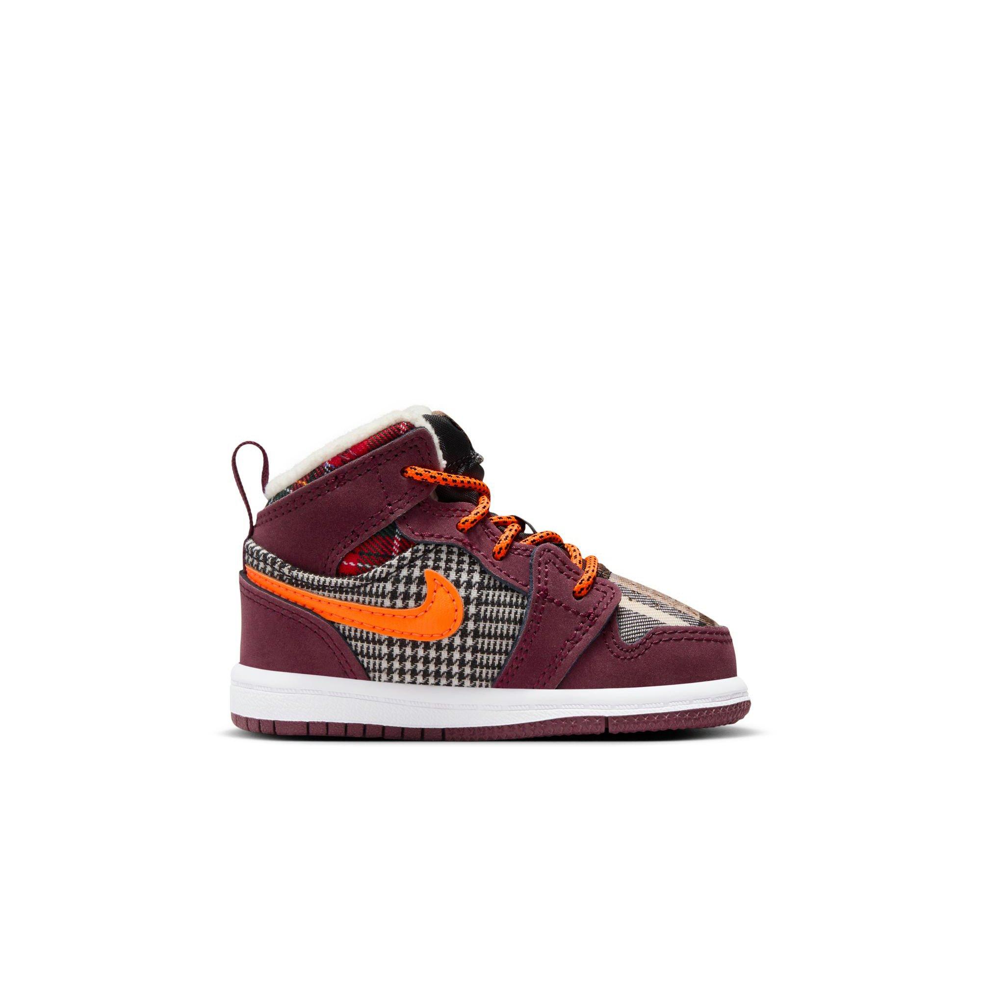 Jordan 1 Mid SE "Night Maroon/Total Orange/Black/White" Toddler Kids' Shoe - BLACK/ORANGE Thumbnail View 2