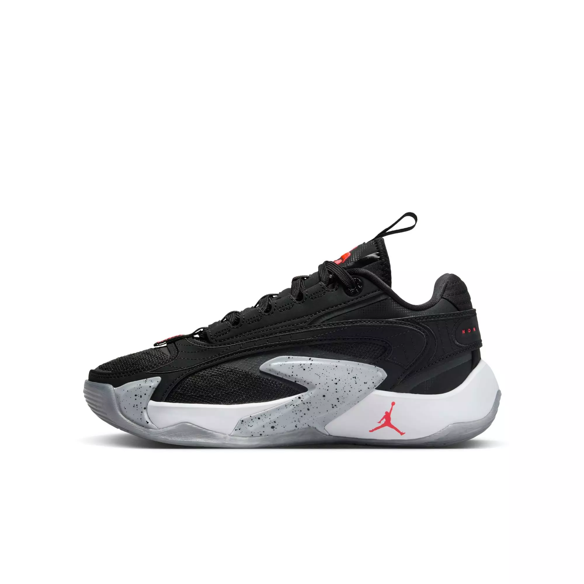 Jordan Luka 2 "Black Wolf Grey" Grade School Kids' Basketball Shoe - BLACK/BRIGHT CRIMSON/WOLF GREY