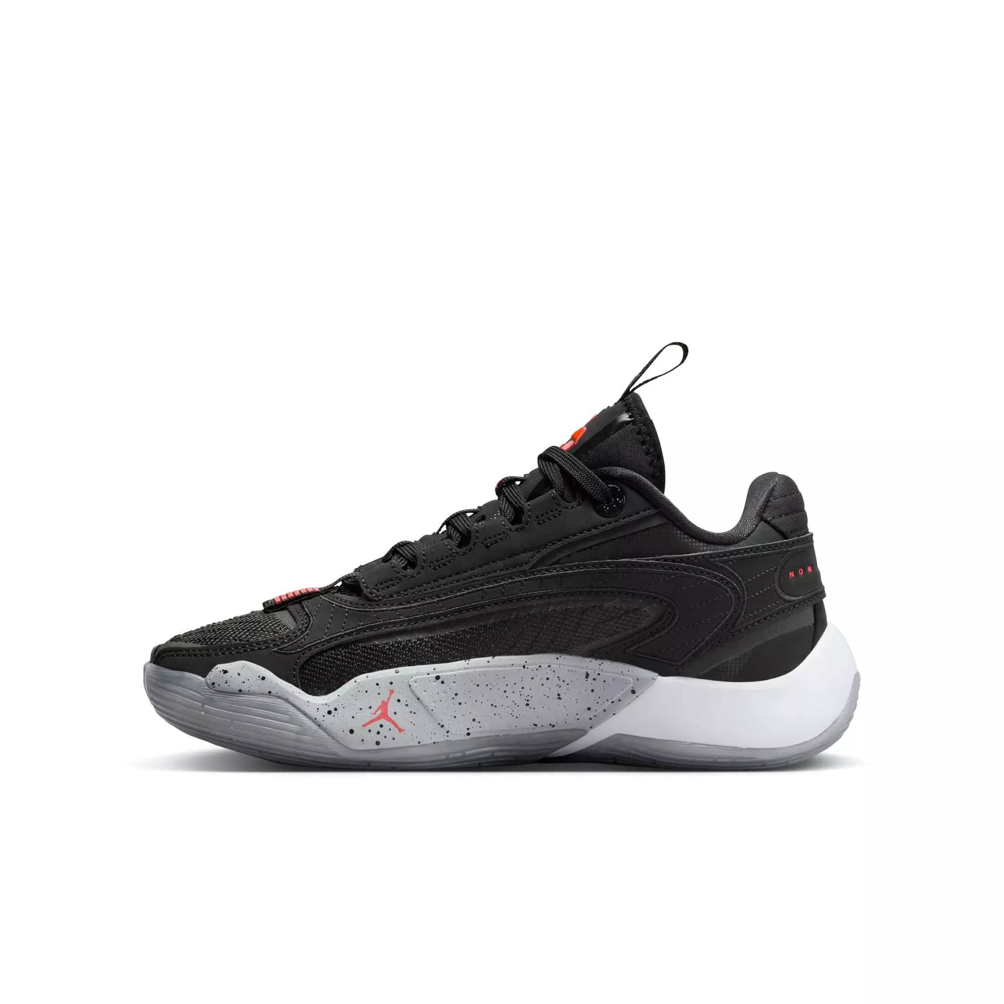 Jordan Luka 2 "Black Wolf Grey" Grade School Kids' Basketball Shoe - BLACK/BRIGHT CRIMSON/WOLF GREY