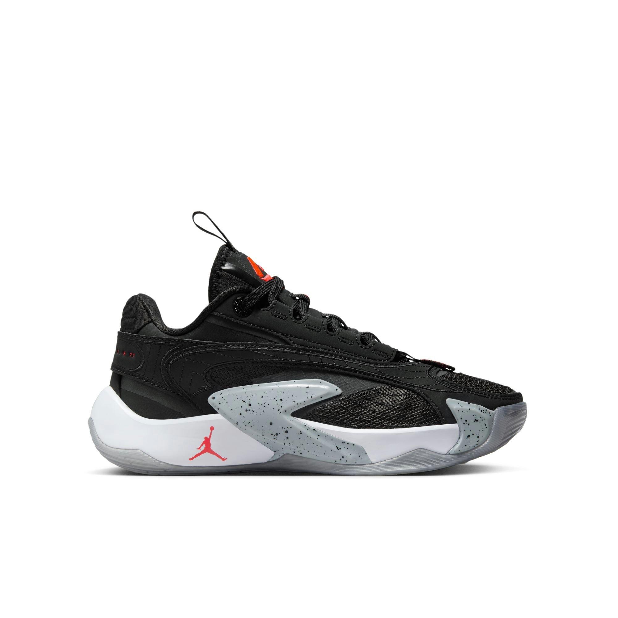 Jordan Luka 2 "Black Wolf Grey" Grade School Kids' Basketball Shoe - BLACK/BRIGHT CRIMSON/WOLF GREY Thumbnail View 1