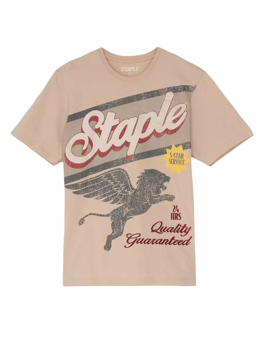 Staple Men's Gryphon Embroidered Tee - KHAKI