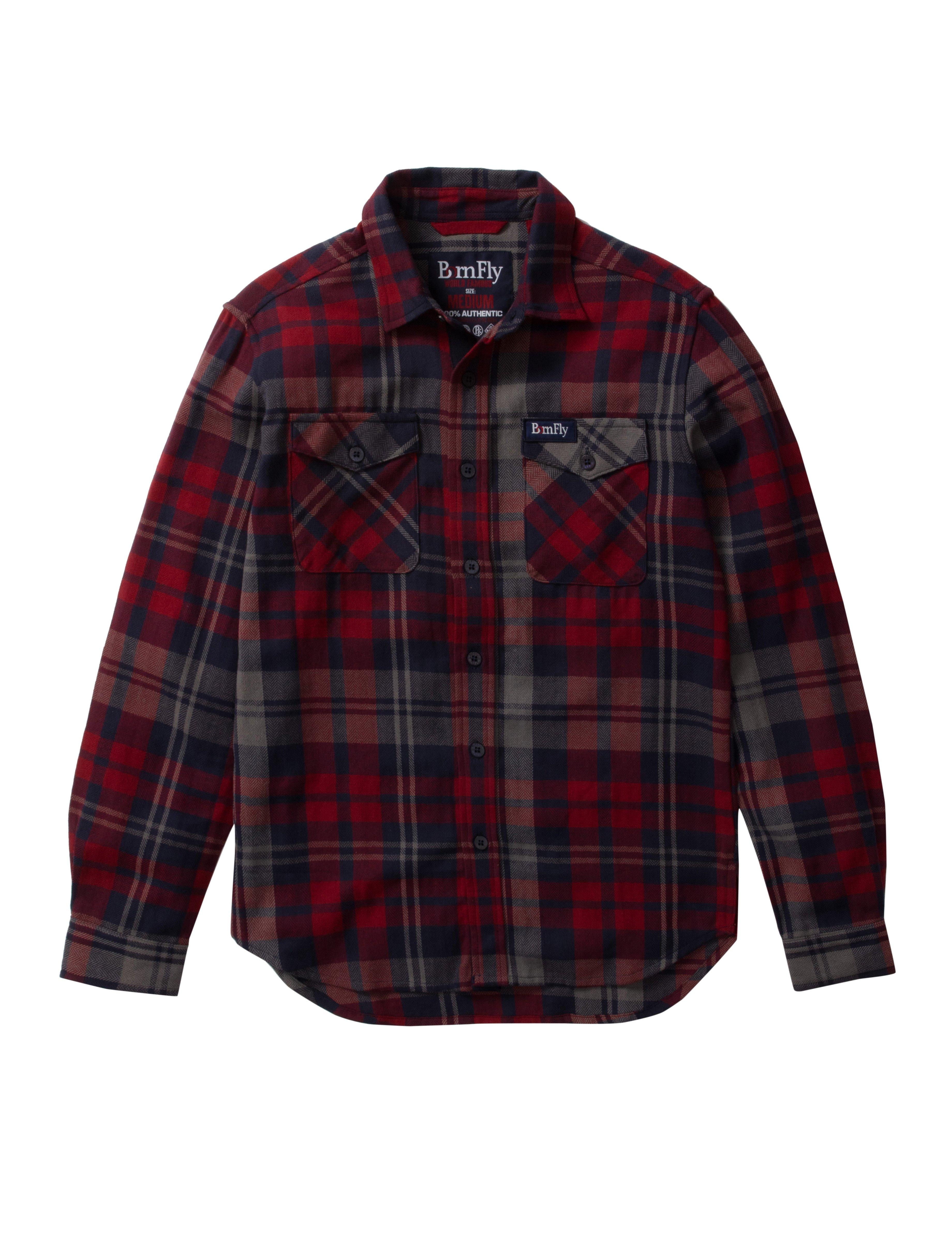 Born Fly Men's Flystar Plaid Woven Shirt - NAVY Thumbnail View 1