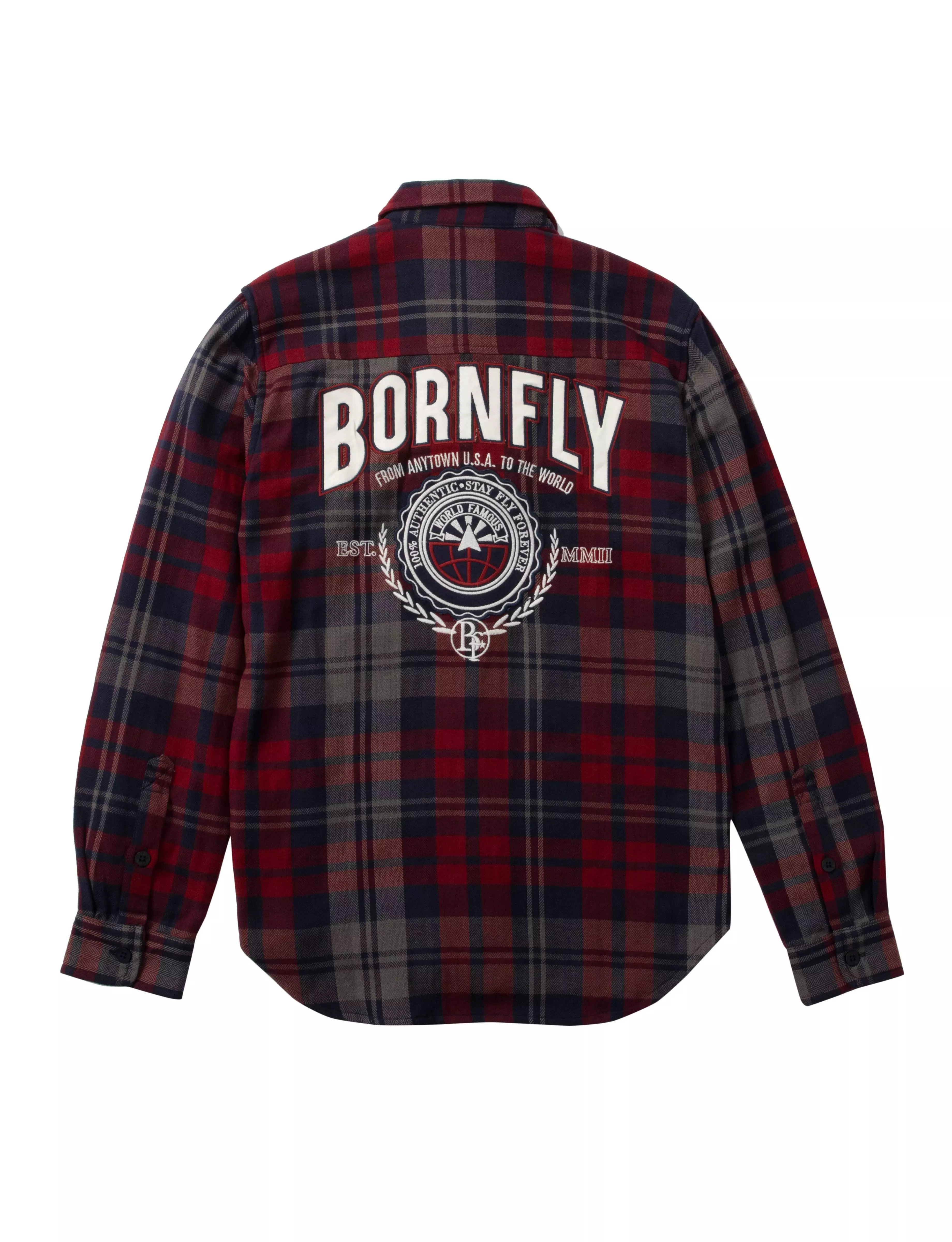 Born Fly Men's Flystar Plaid Woven Shirt - NAVY