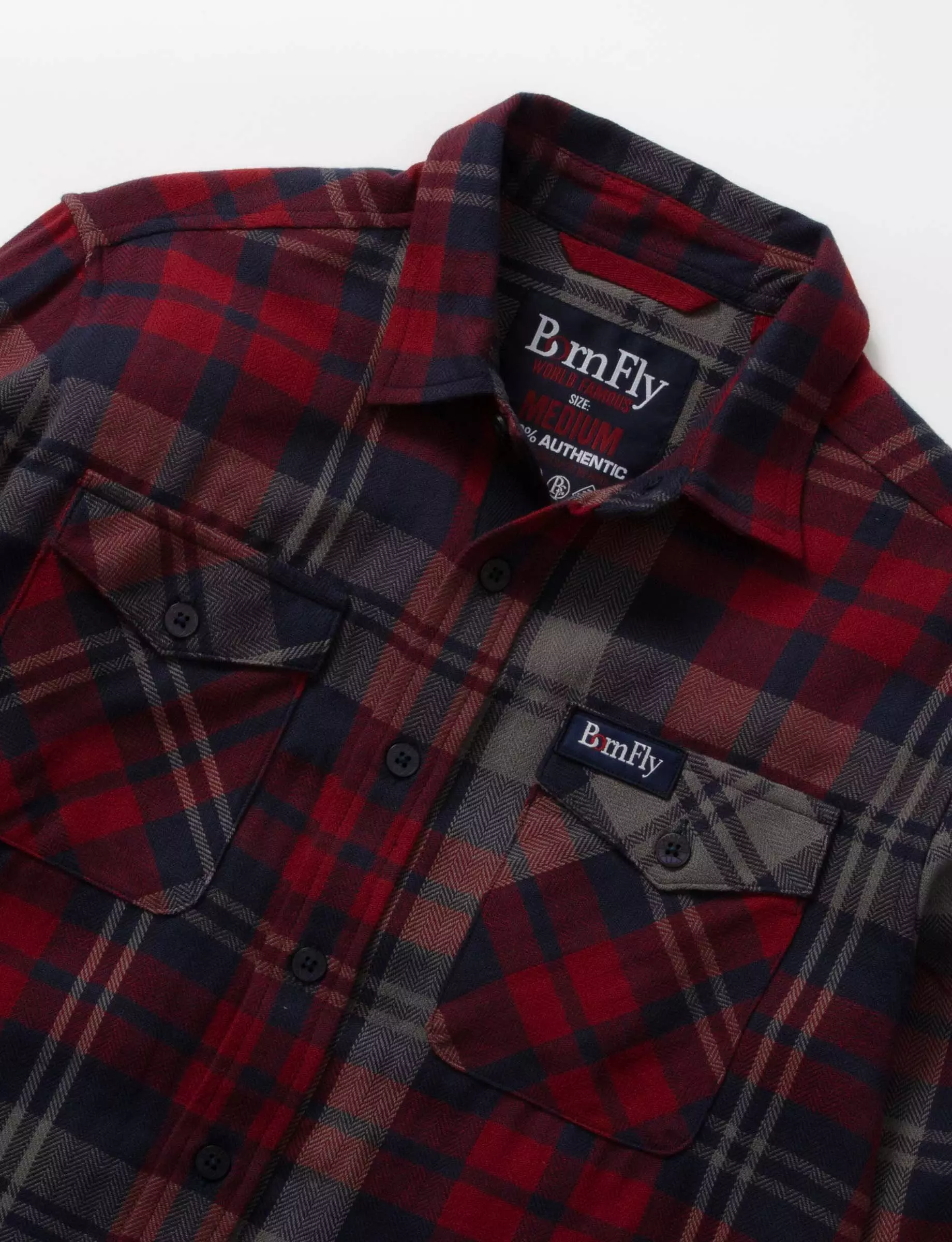 Born Fly Men's Flystar Plaid Woven Shirt - NAVY