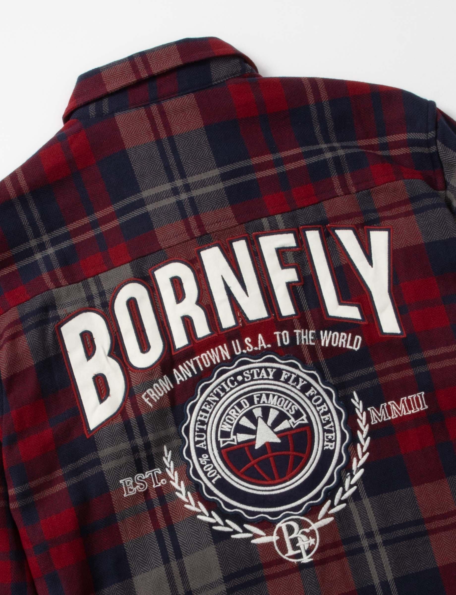 Born Fly Men's Flystar Plaid Woven Shirt - NAVY Thumbnail View 4