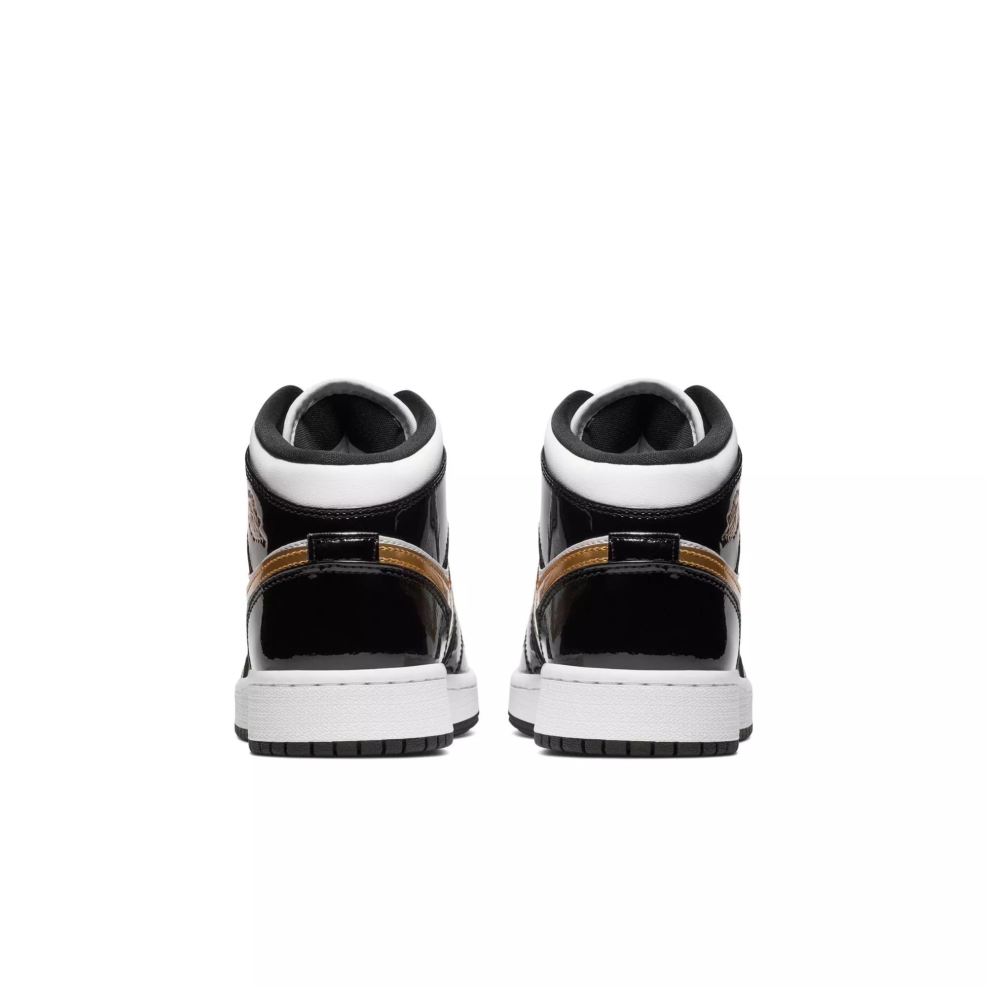 Jordan 1 Mid SE "Black Gold" Grade School Kids' Shoe - BLACK/METALLIC GOLD/WHITE