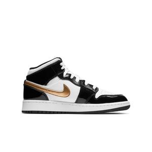 Jordan 1 Mid SE "Black Gold" Grade School Kids' Shoe